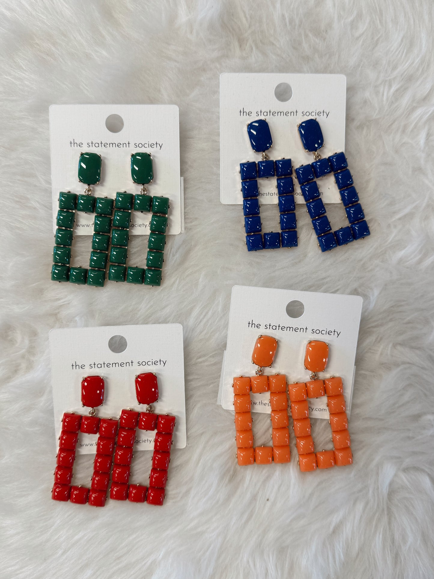 Rectangle Drop Beaded Earrings