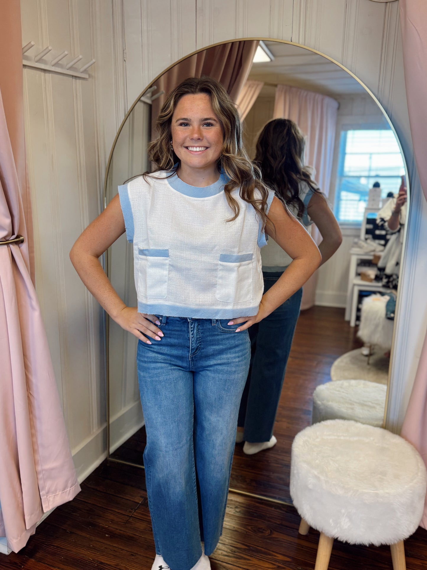 Sky Blue Pocket Top