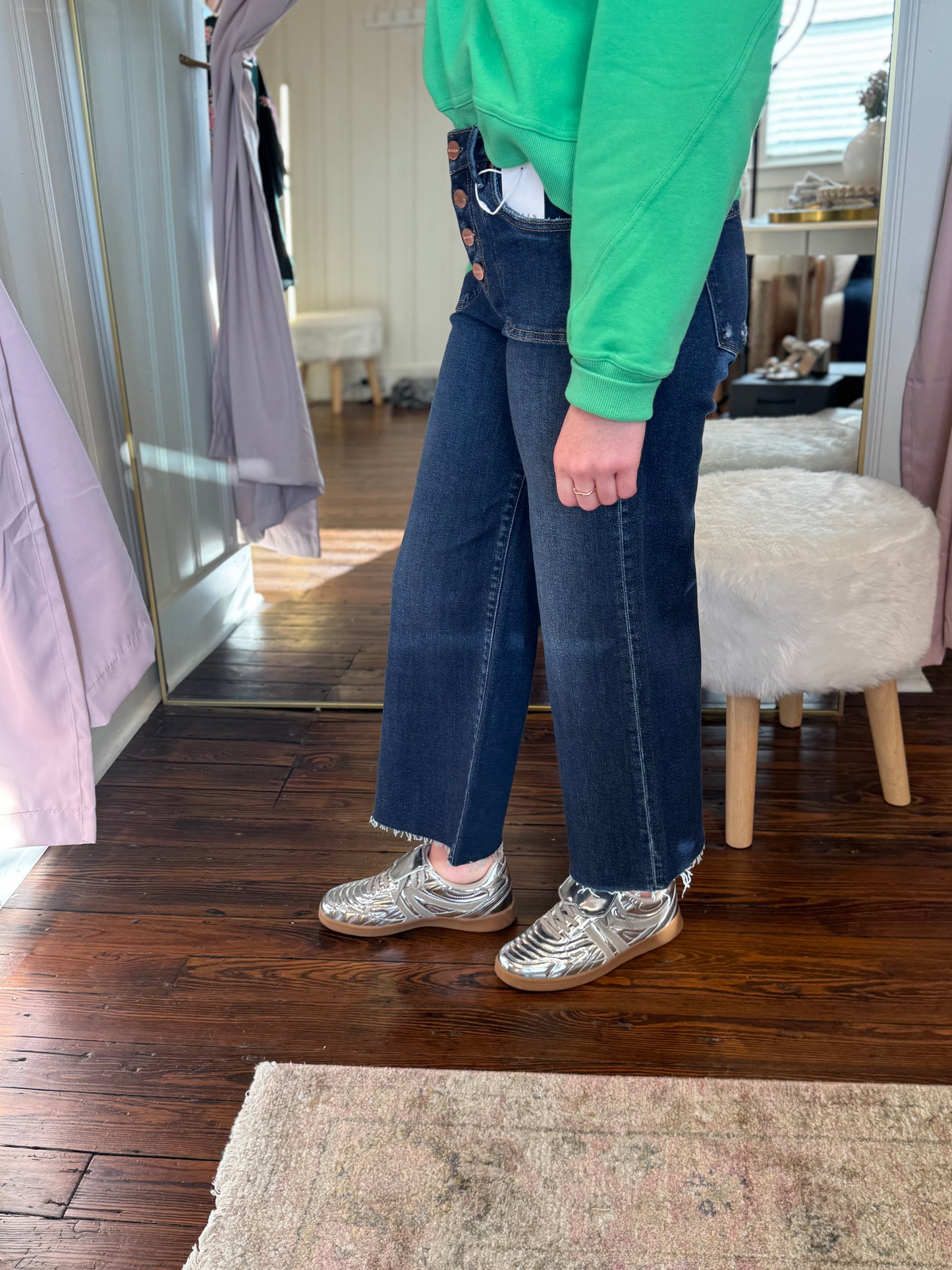 High Rise Wide Leg Button Up Jeans