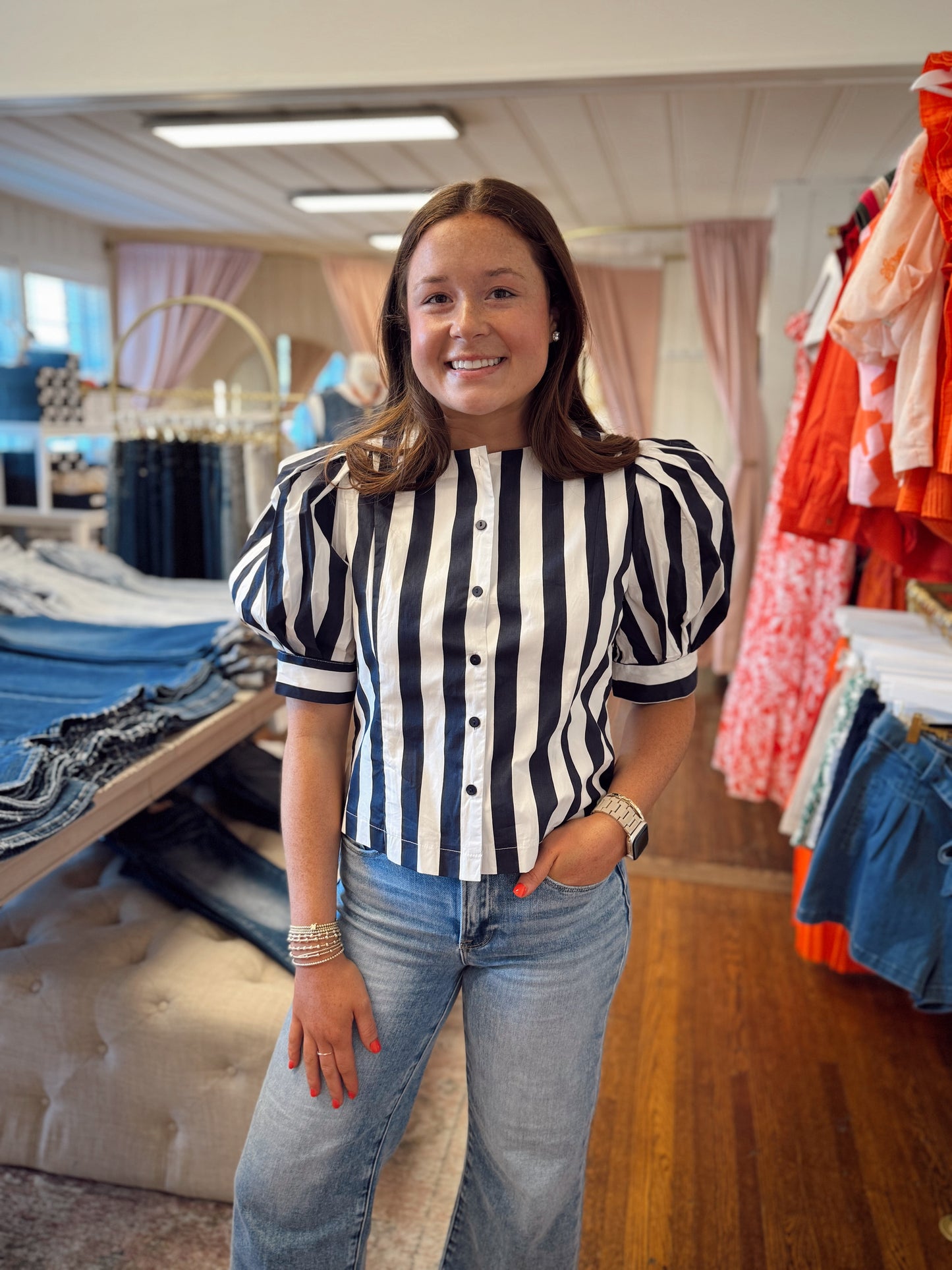 Ken Navy Stripe Top