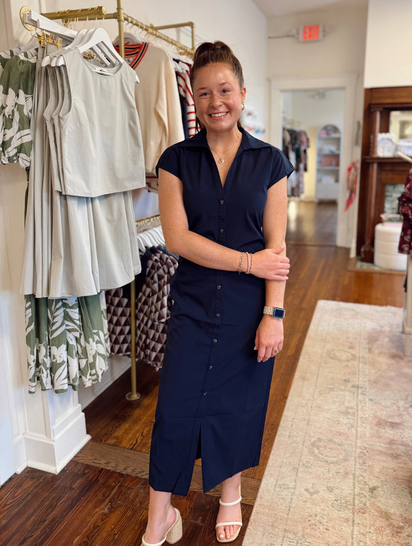Shayna Navy Cap Sleeve Dress