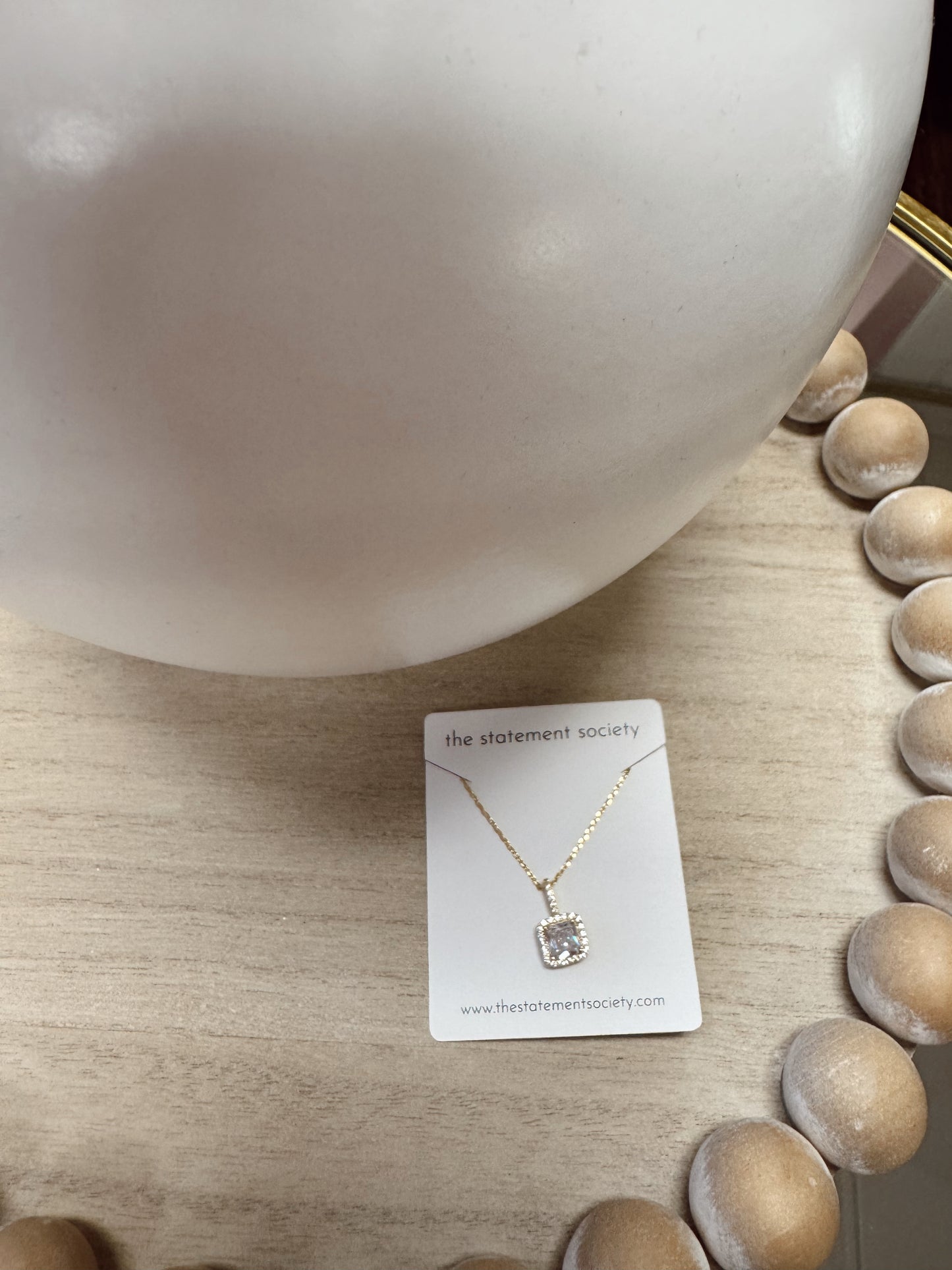 Gold Square Rhinestone Necklace