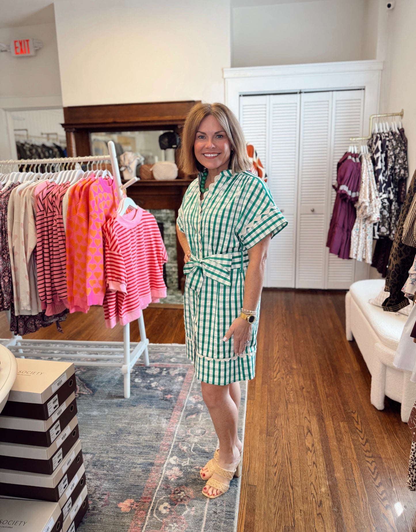 Gia Green Gingham Dress