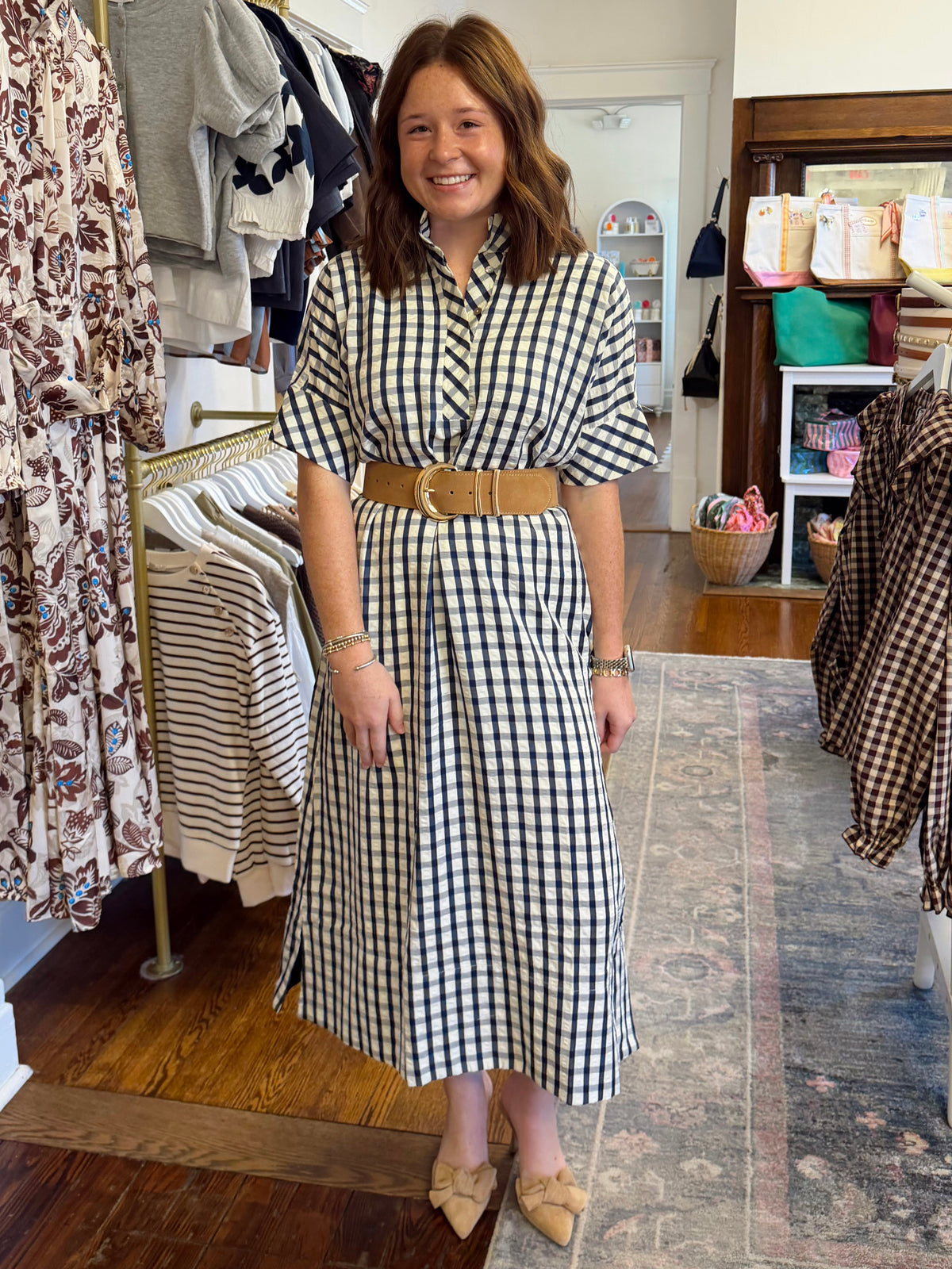 Raleigh Navy Checkered Maxi Dress