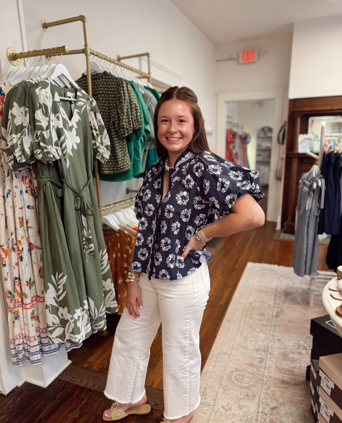 Cady Navy Floral Top