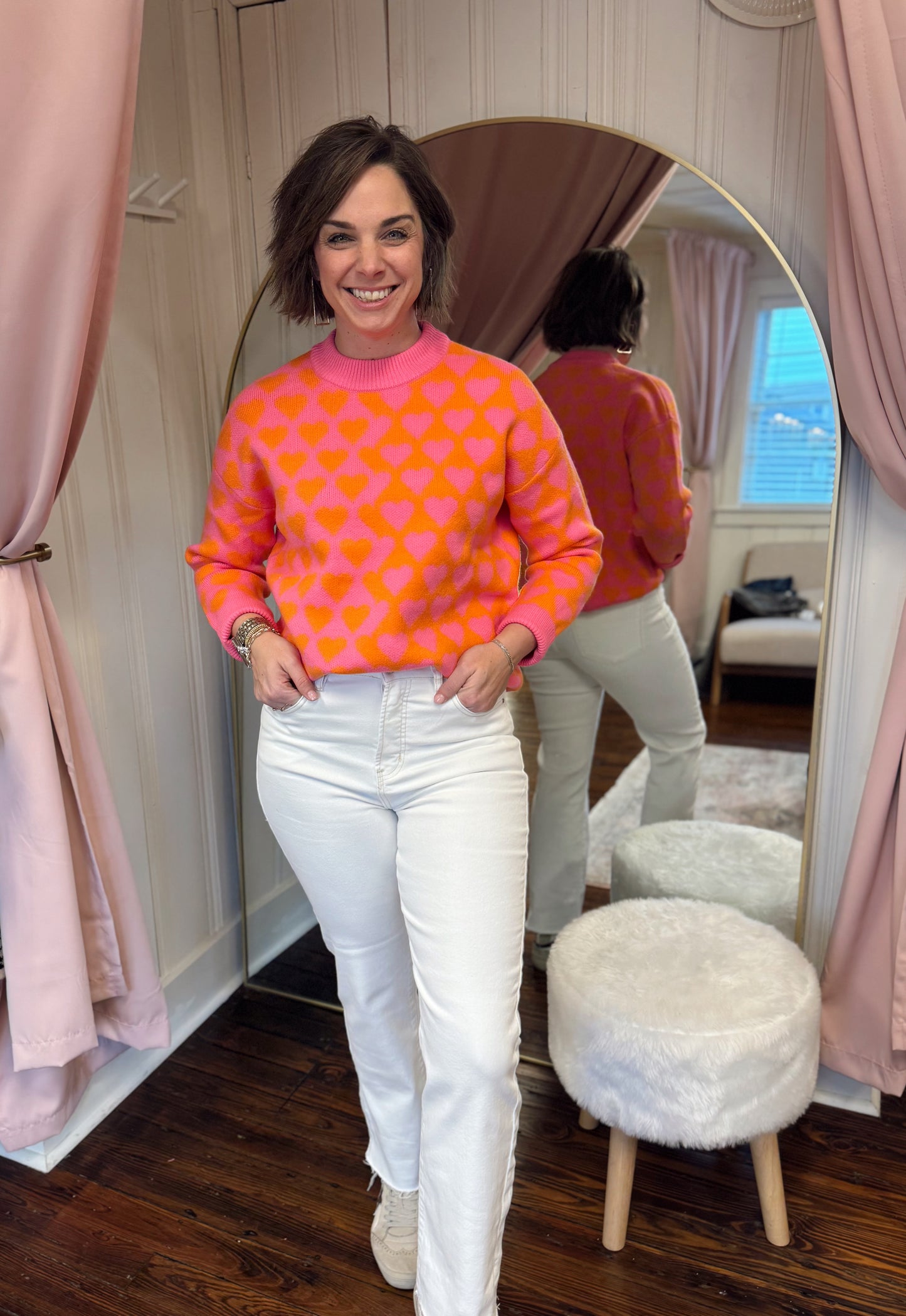 Hot Pink & Orange Heart Sweater