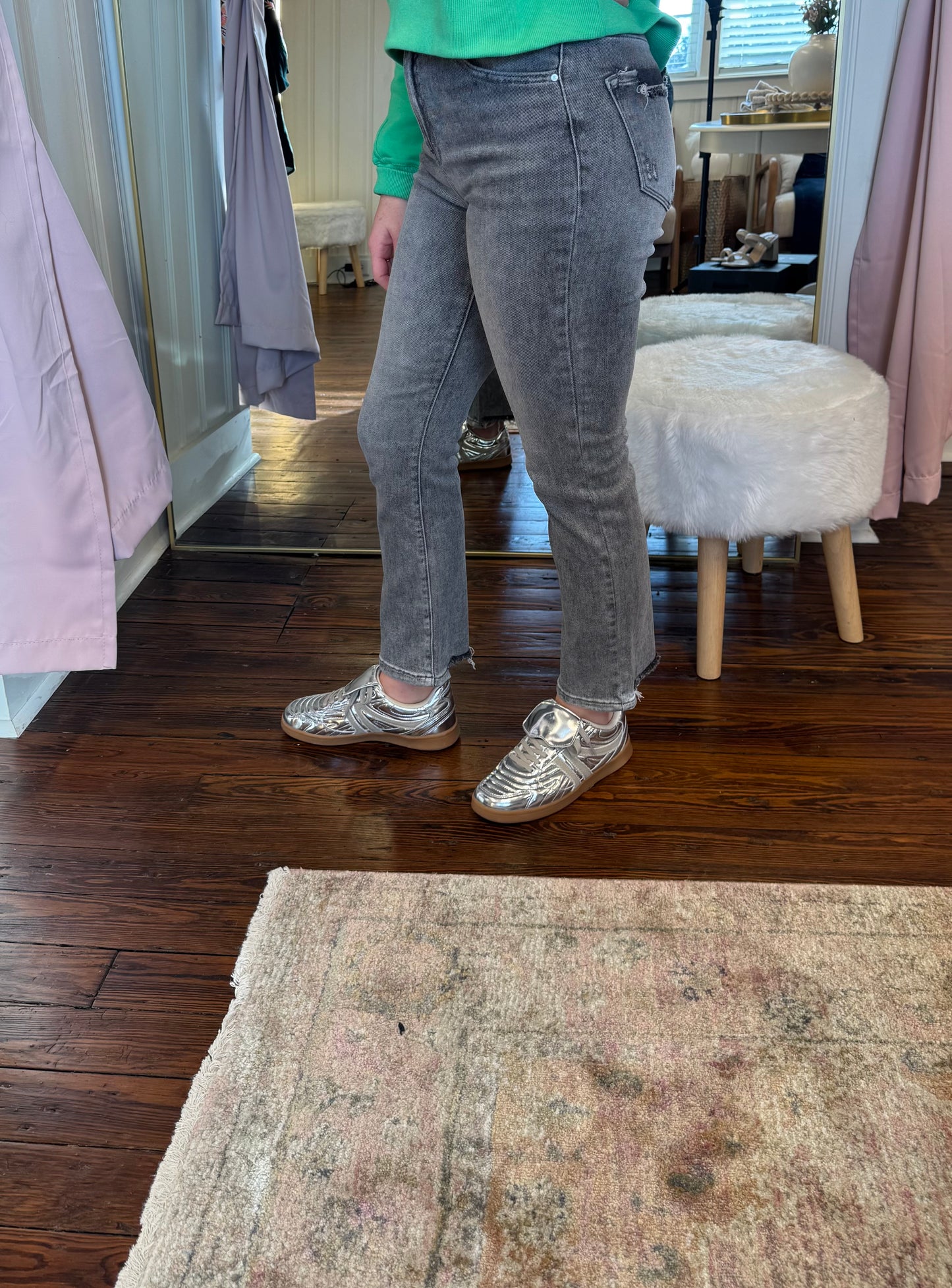 High Rise Straight Leg Gray Jeans