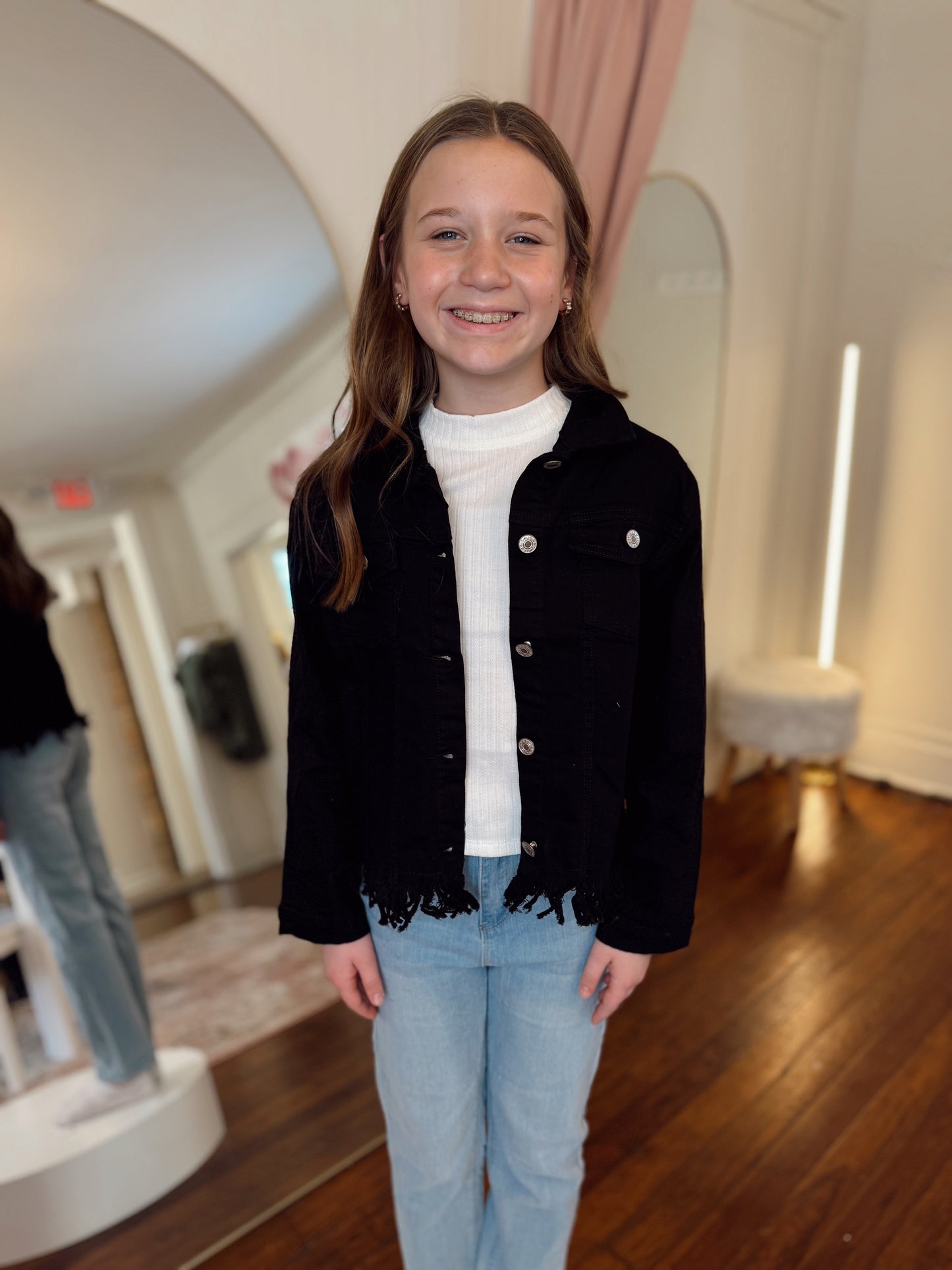 Black Denim Fringe Jacket