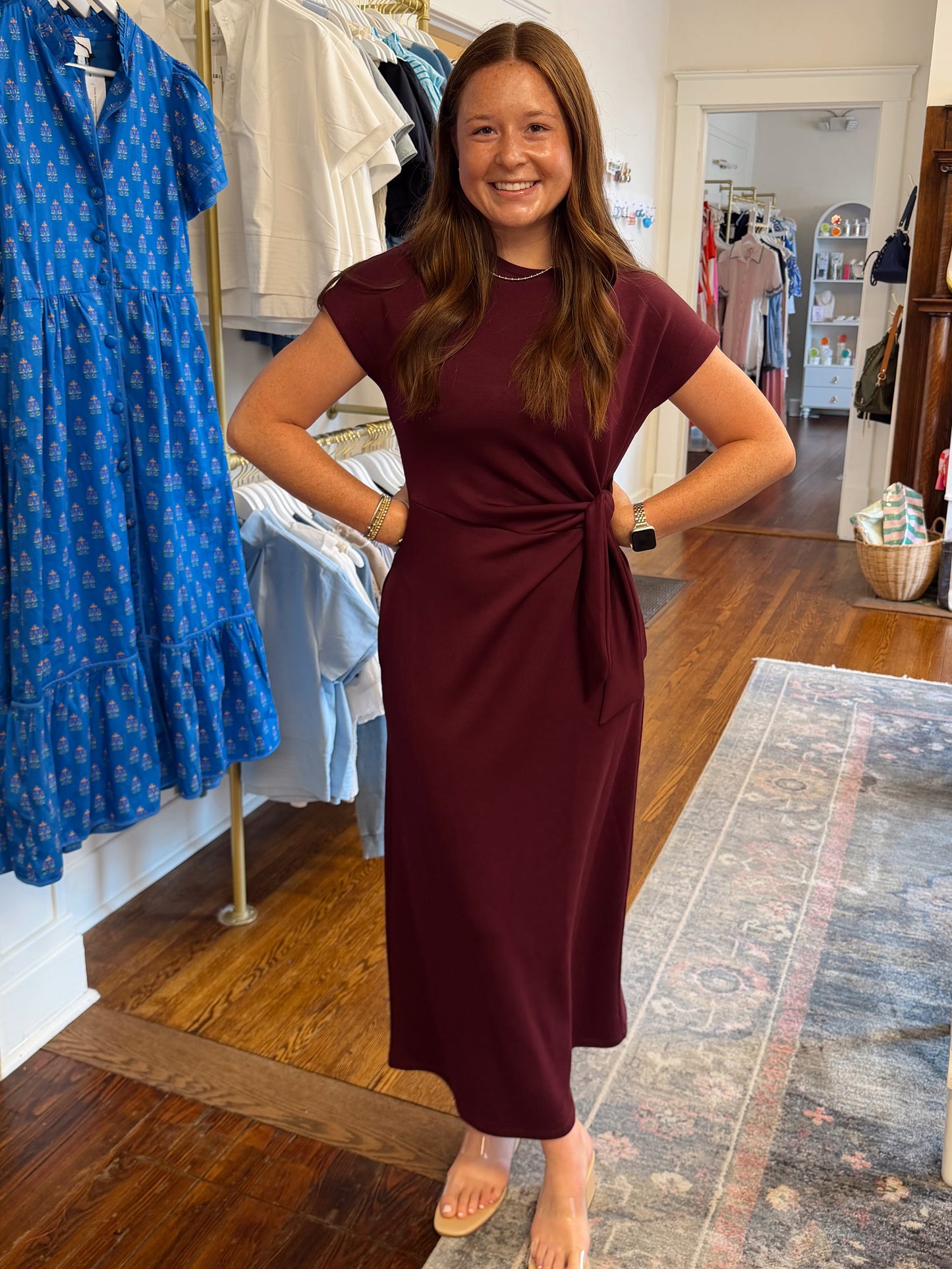 Statement Crossover Dress - Wine