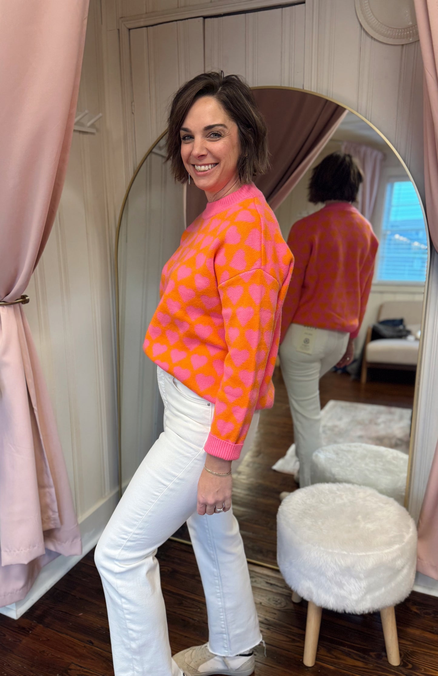 Hot Pink & Orange Heart Sweater