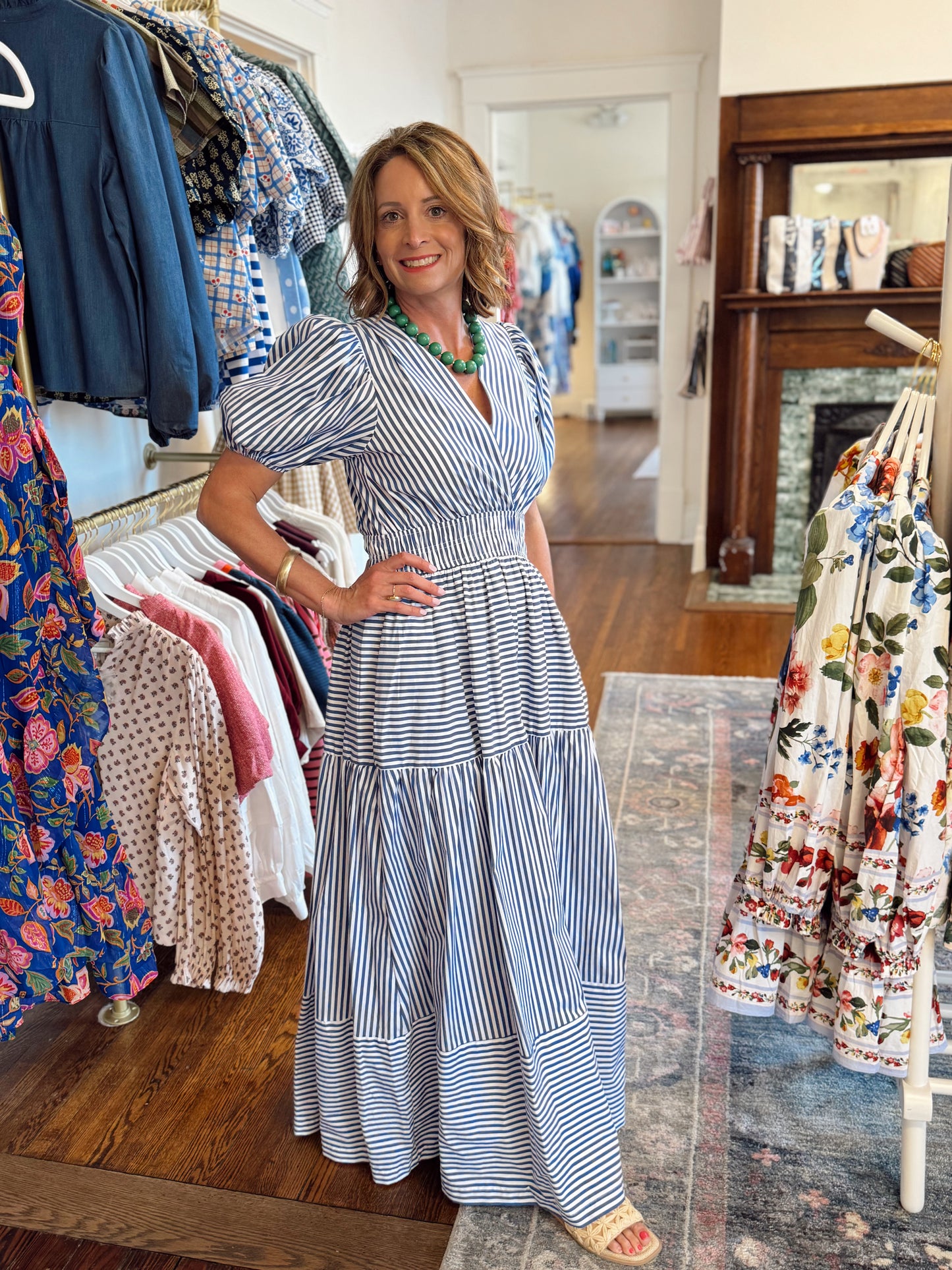 Tracey Blue Striped Maxi Dress