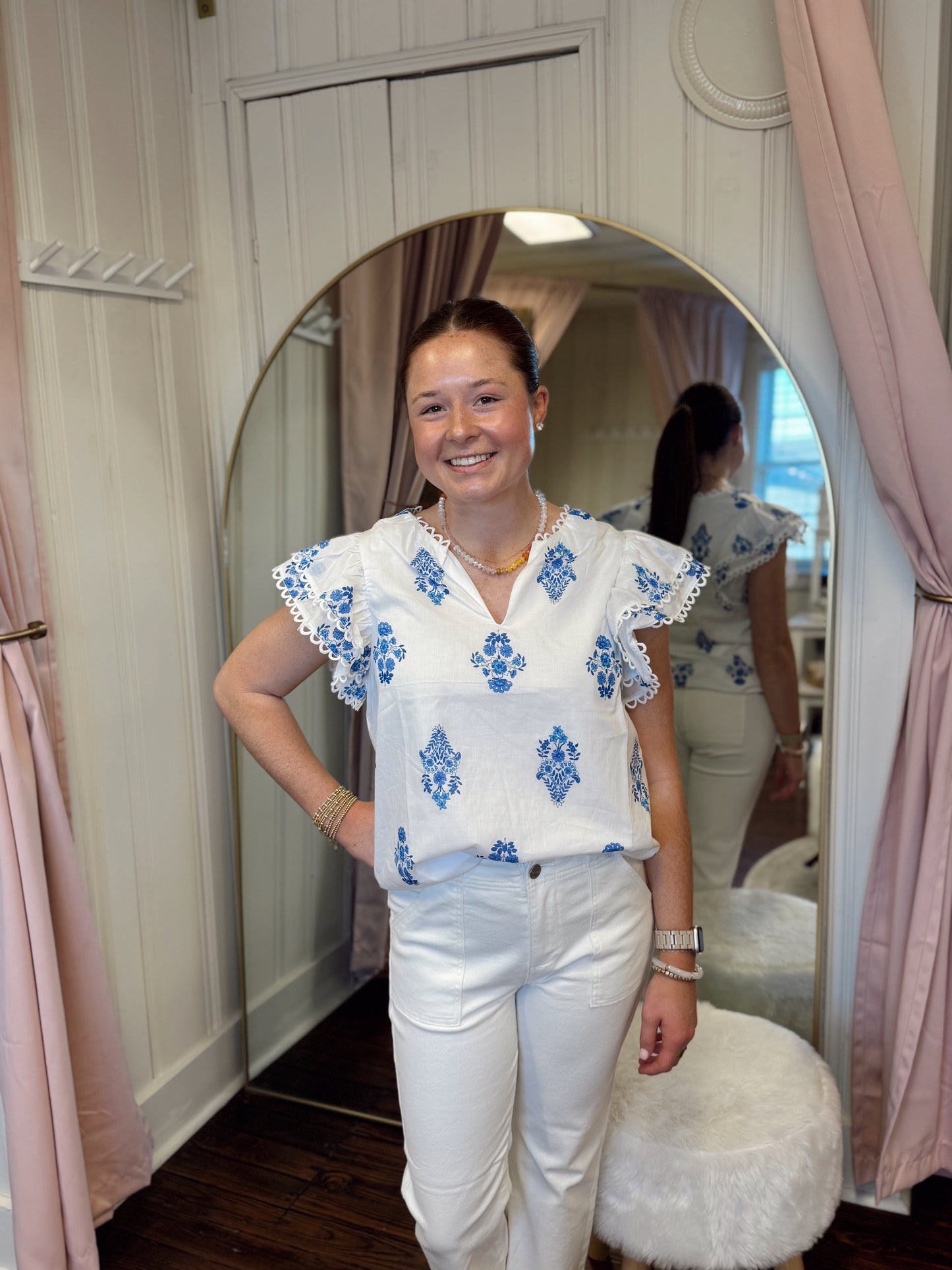 Yila Floral Ema Ruffle Top