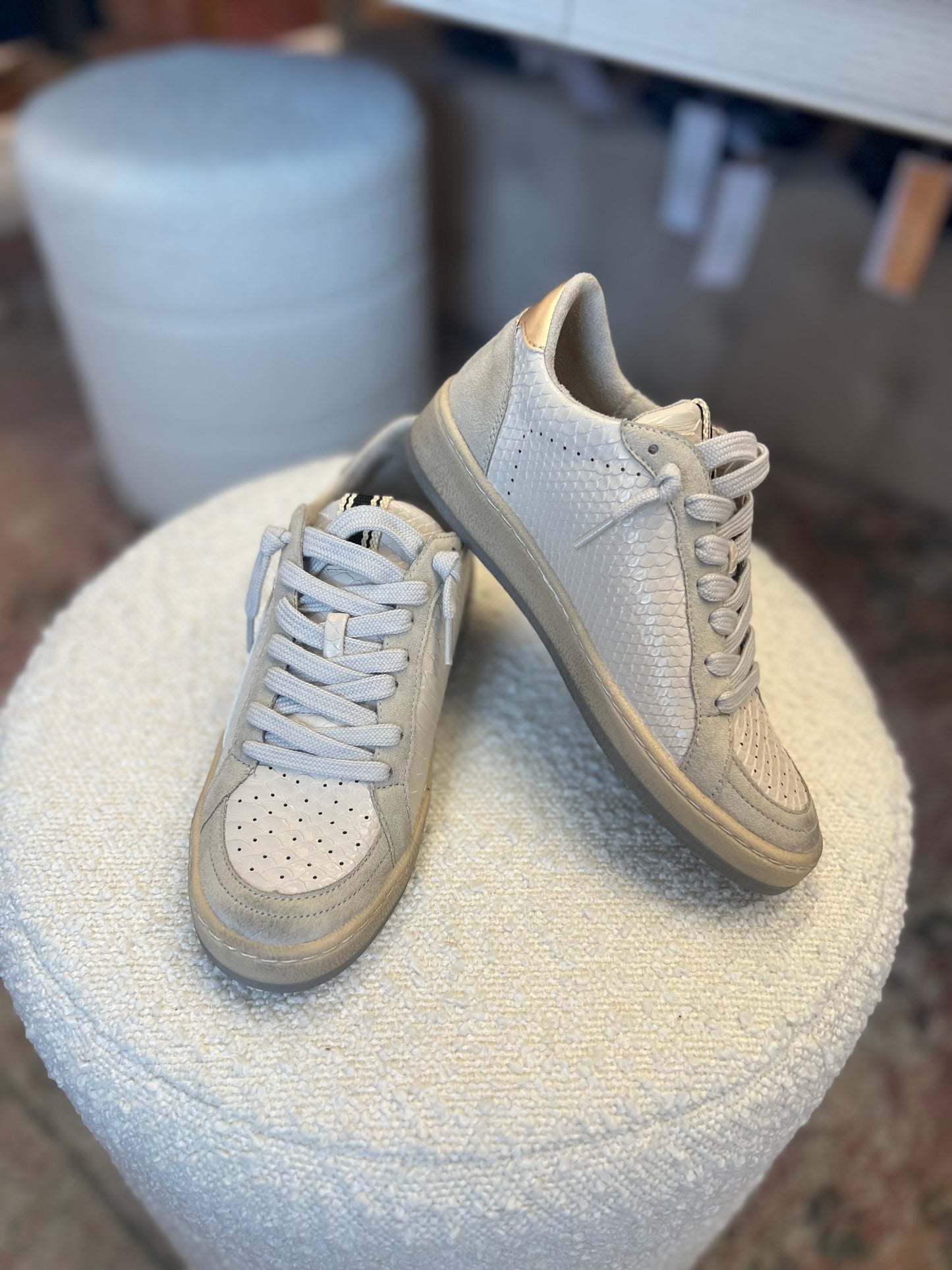 Salma Beige Snake Sneakers