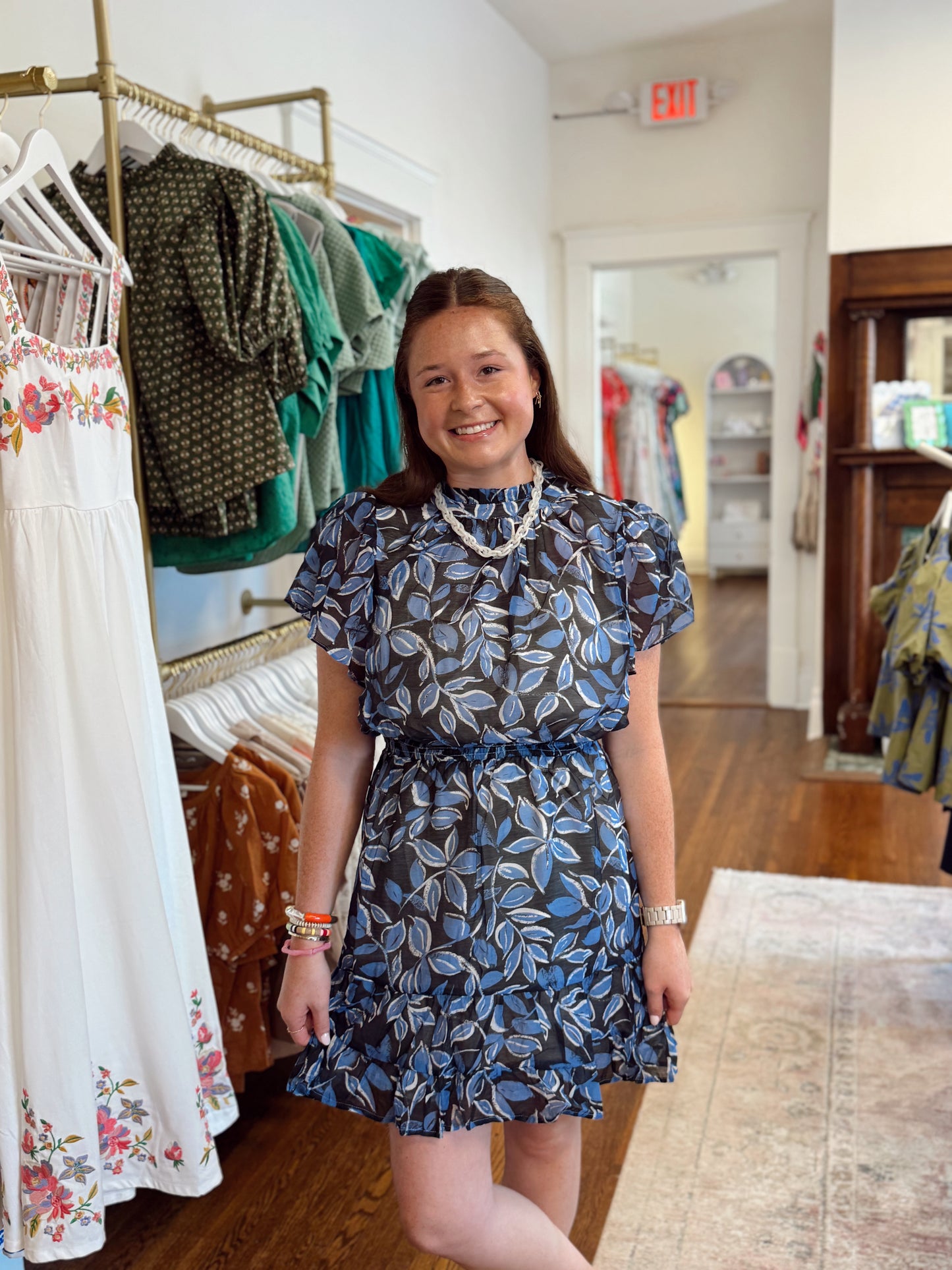 Nellie Flutter Sleeve Blue Dress
