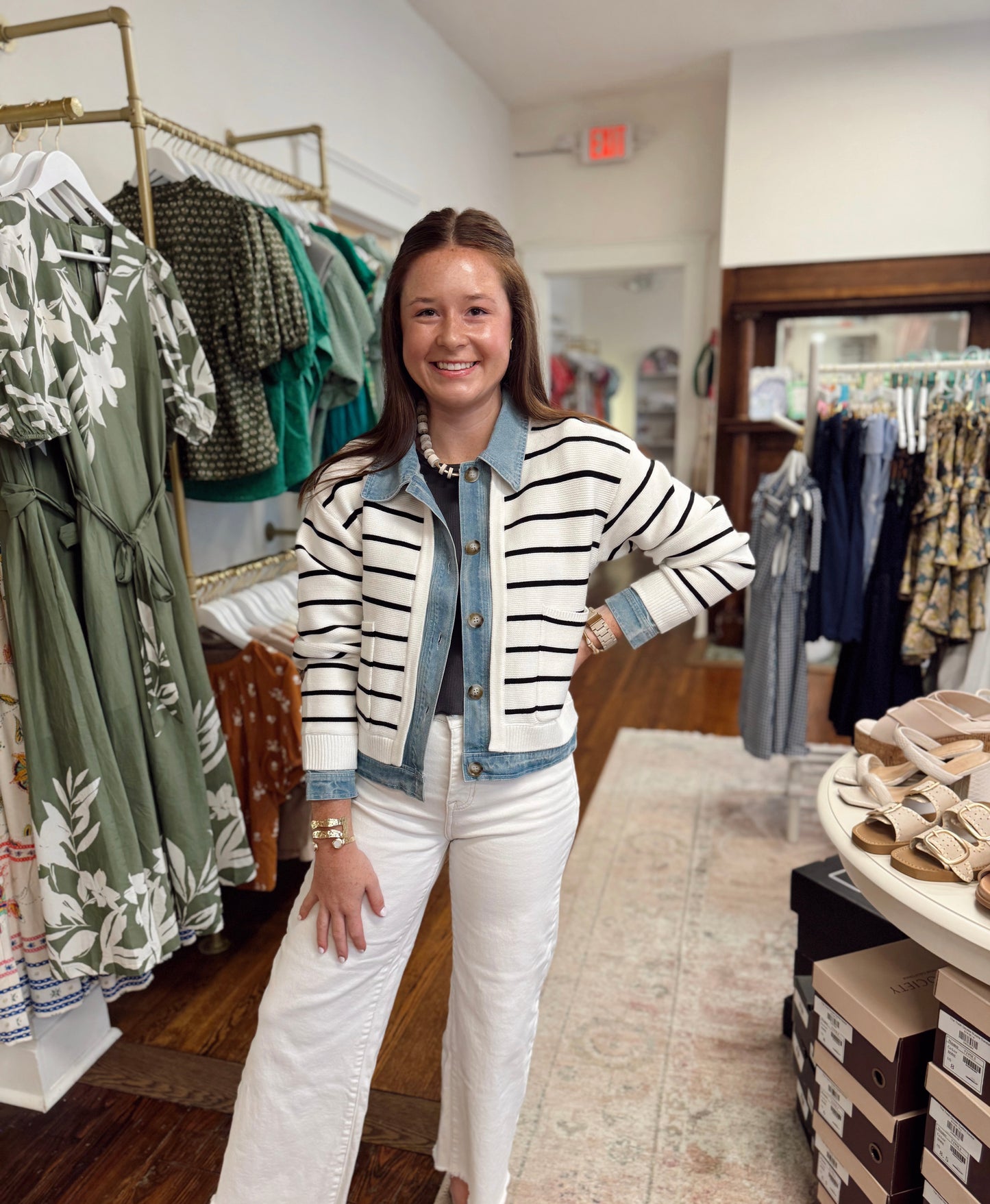 Reynold Denim Mix Cardigan - White