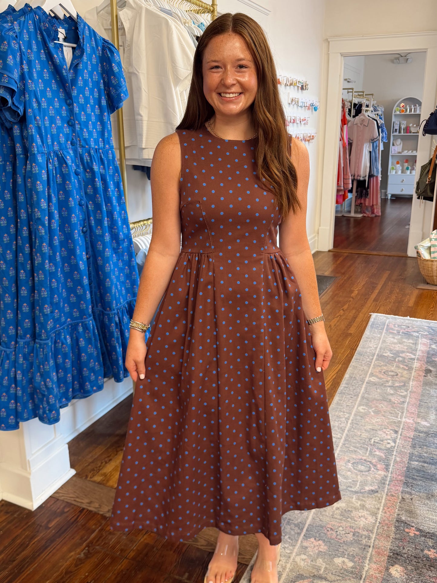 Torrie Polka Dot Denim Dress