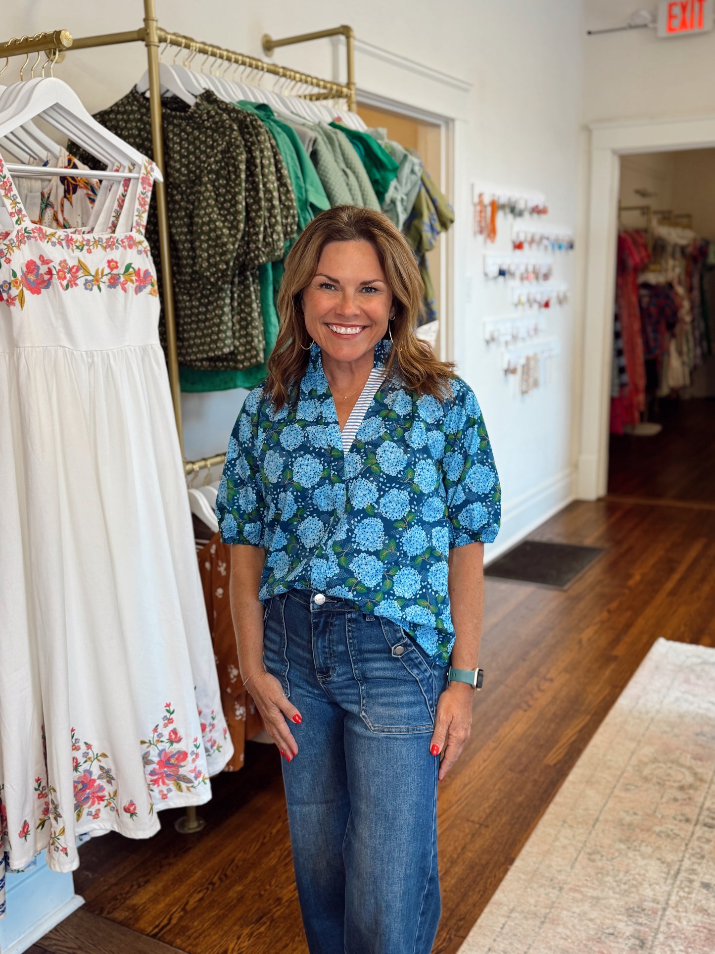 Hydrangea Puff Sleeve Top