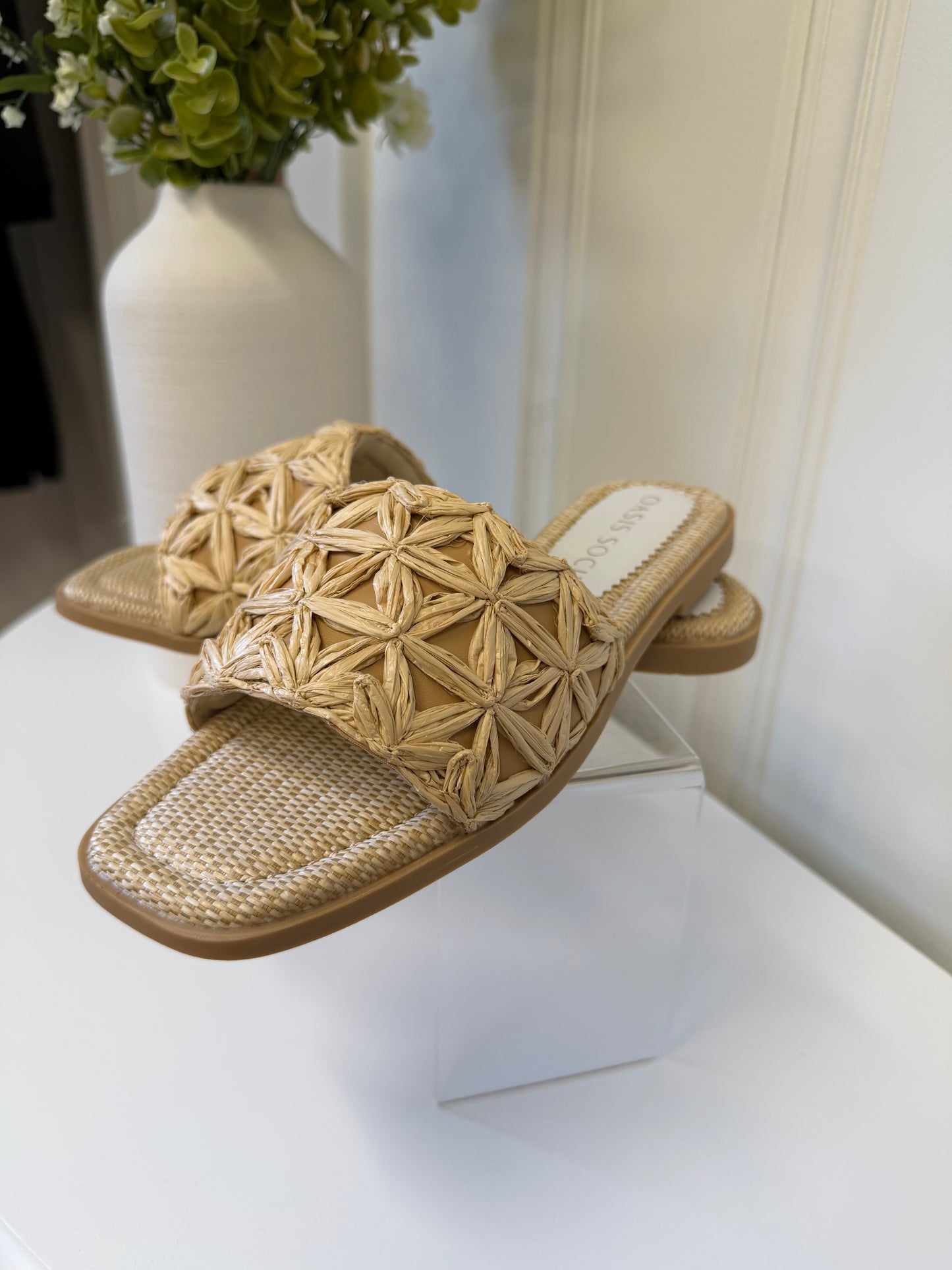 The Natasha Raffia Slide