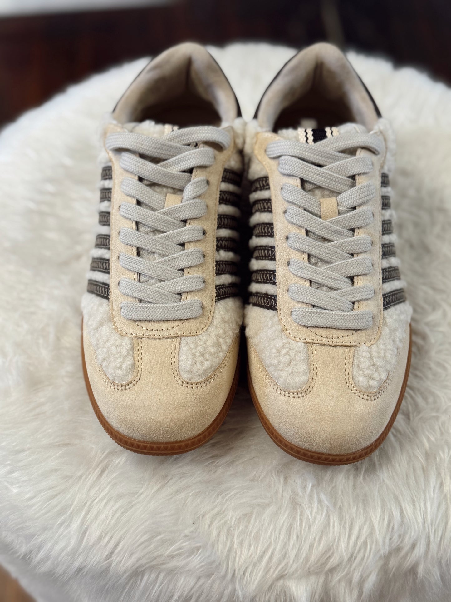Stevie Beige Shearling Sneaker