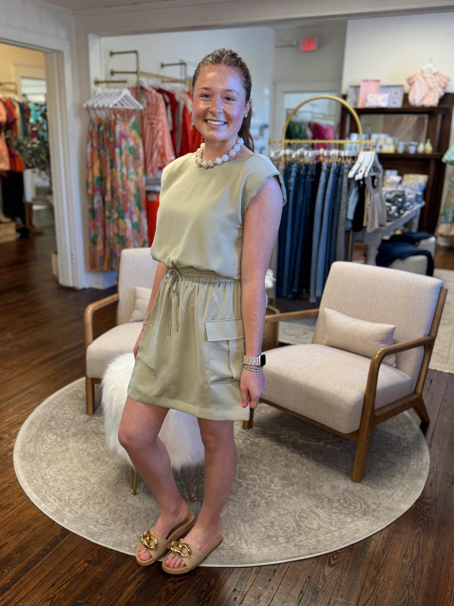 Sage Cargo Everyday Dress