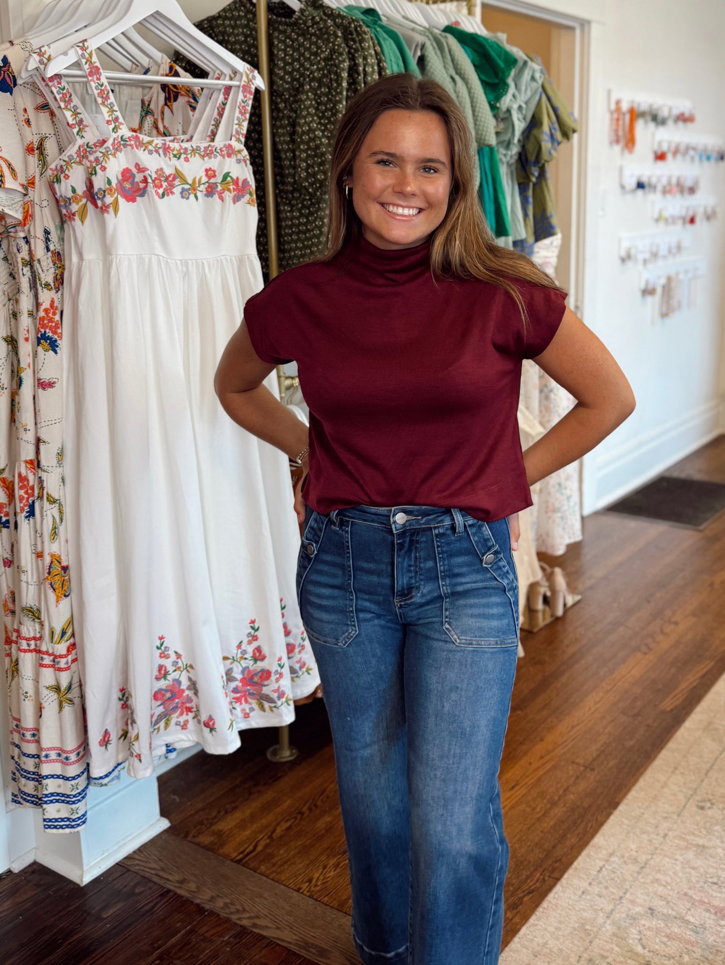 Abbott Cap Sleeve Top - Ruby