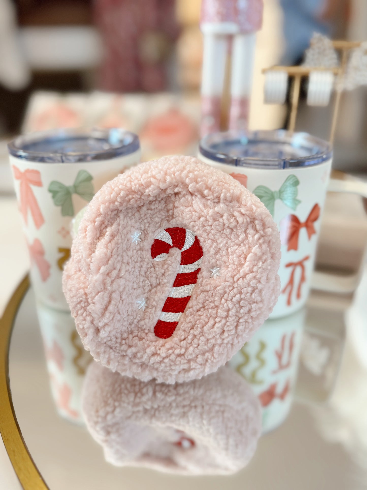 Sherpa Pouch-Candy Cane