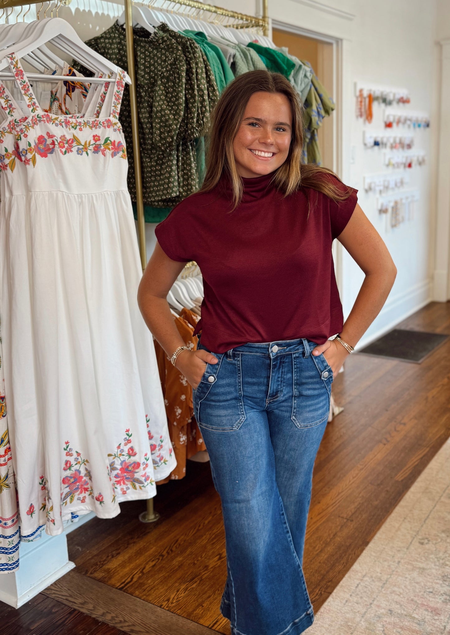 Abbott Cap Sleeve Top - Ruby