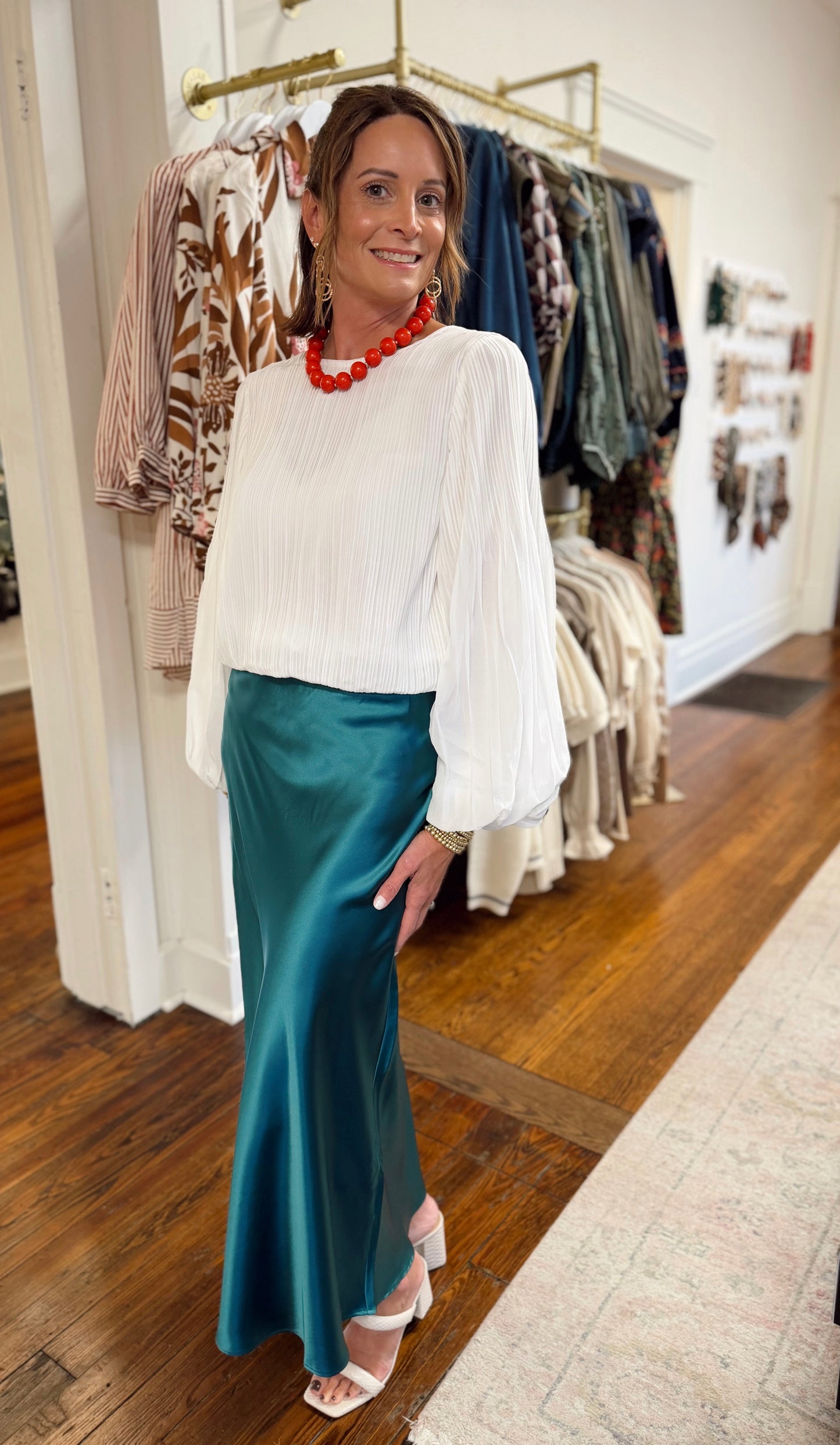 Easton Ivory Pleated Top