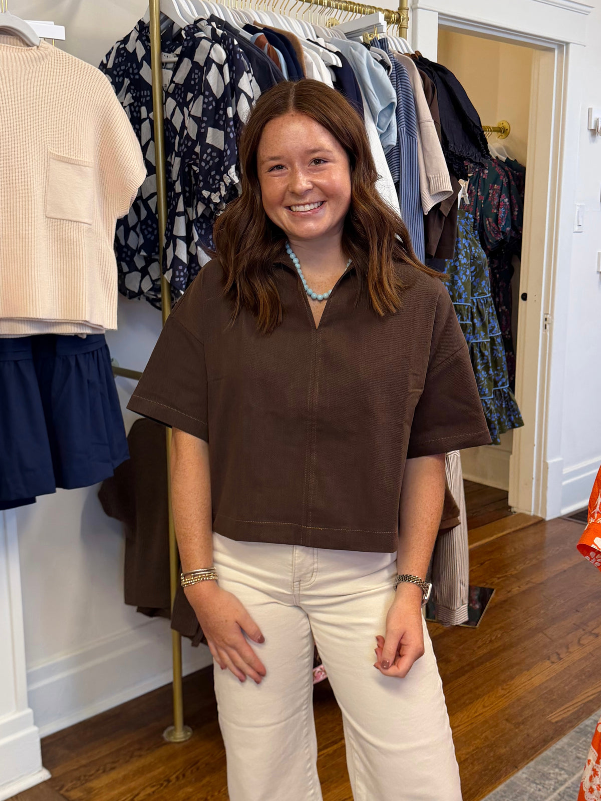 Modern Collar Top - Brown