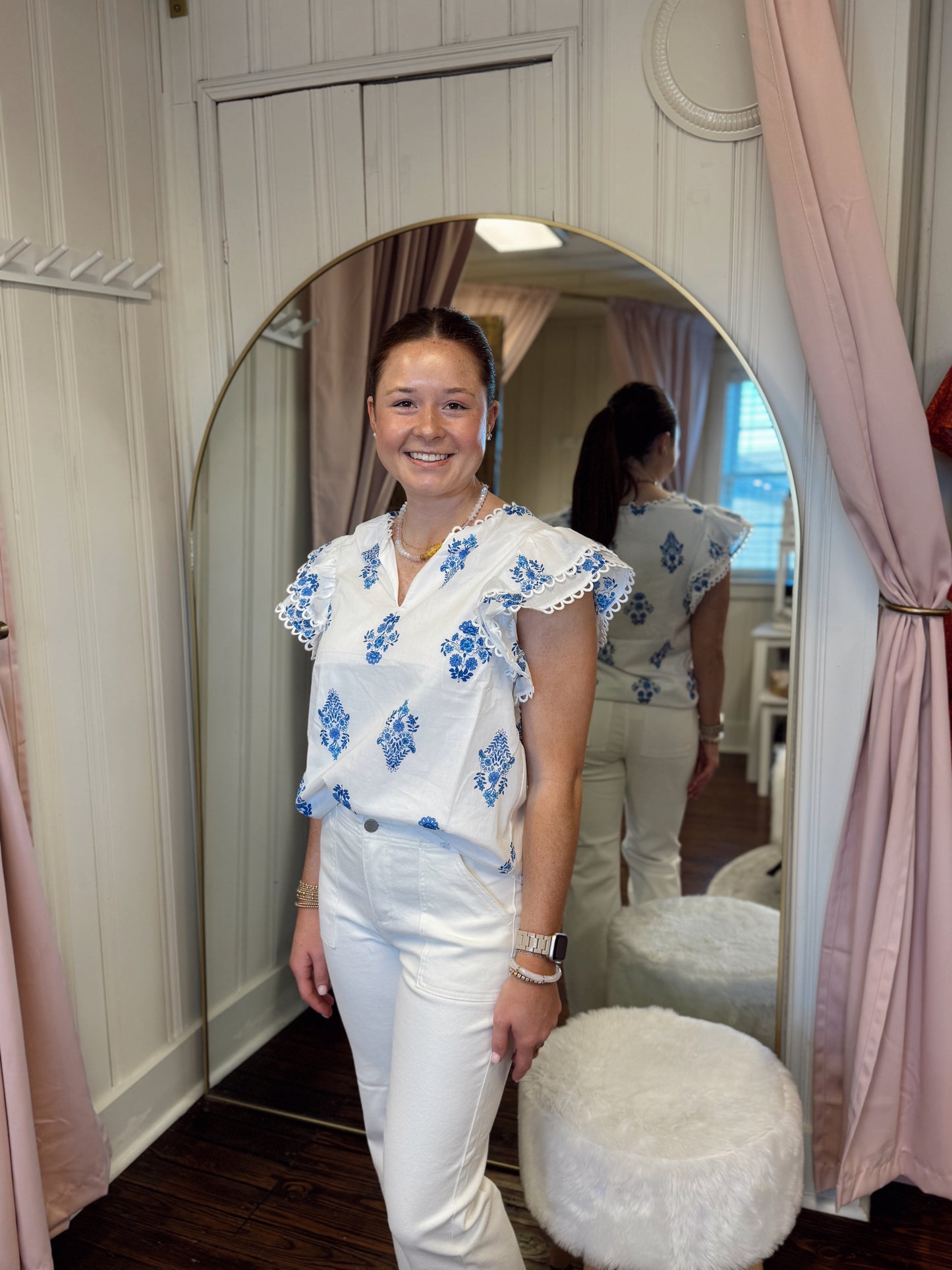 Yila Floral Ema Ruffle Top