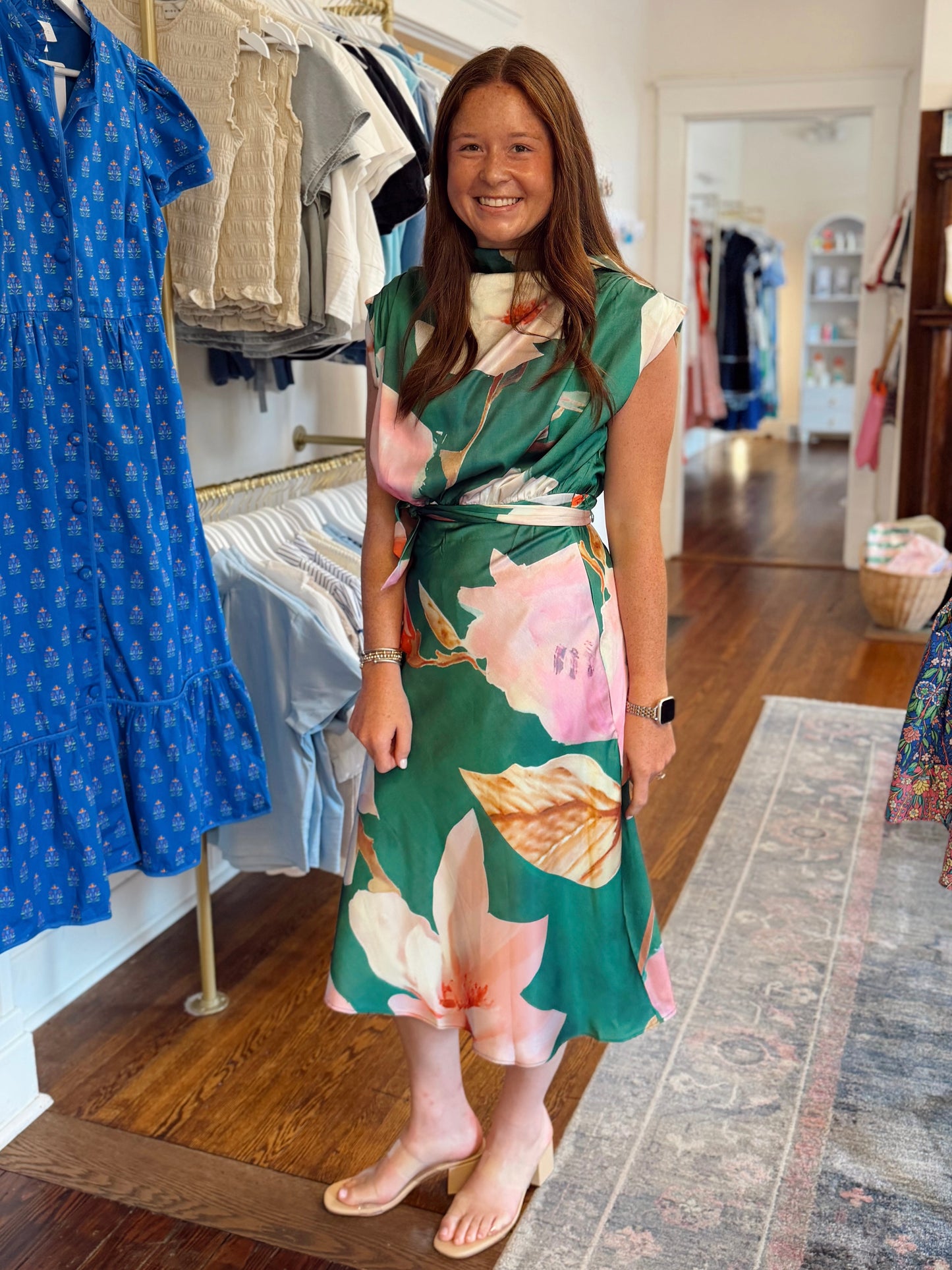 Shayna Satin Floral Dress