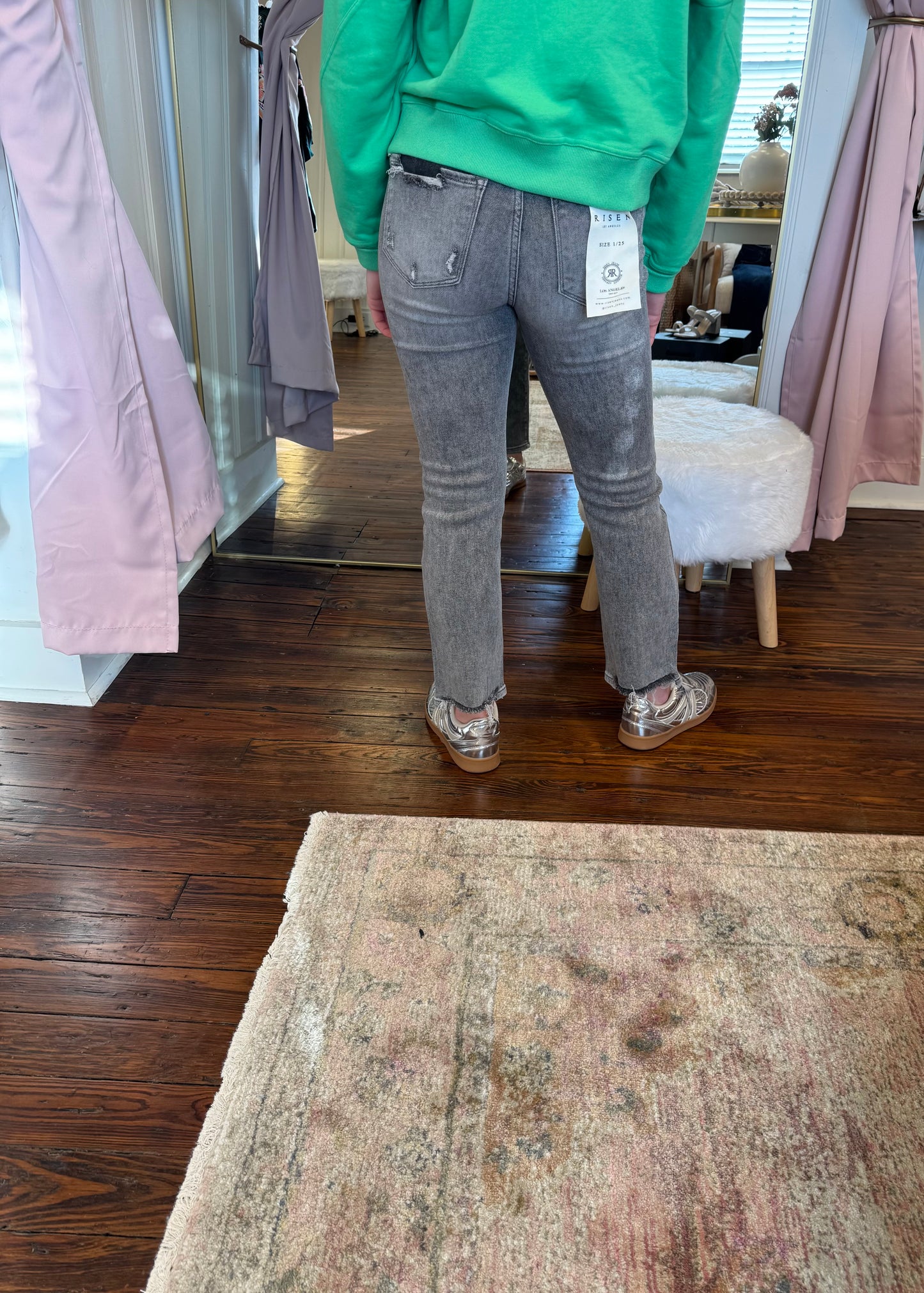 High Rise Straight Leg Gray Jeans