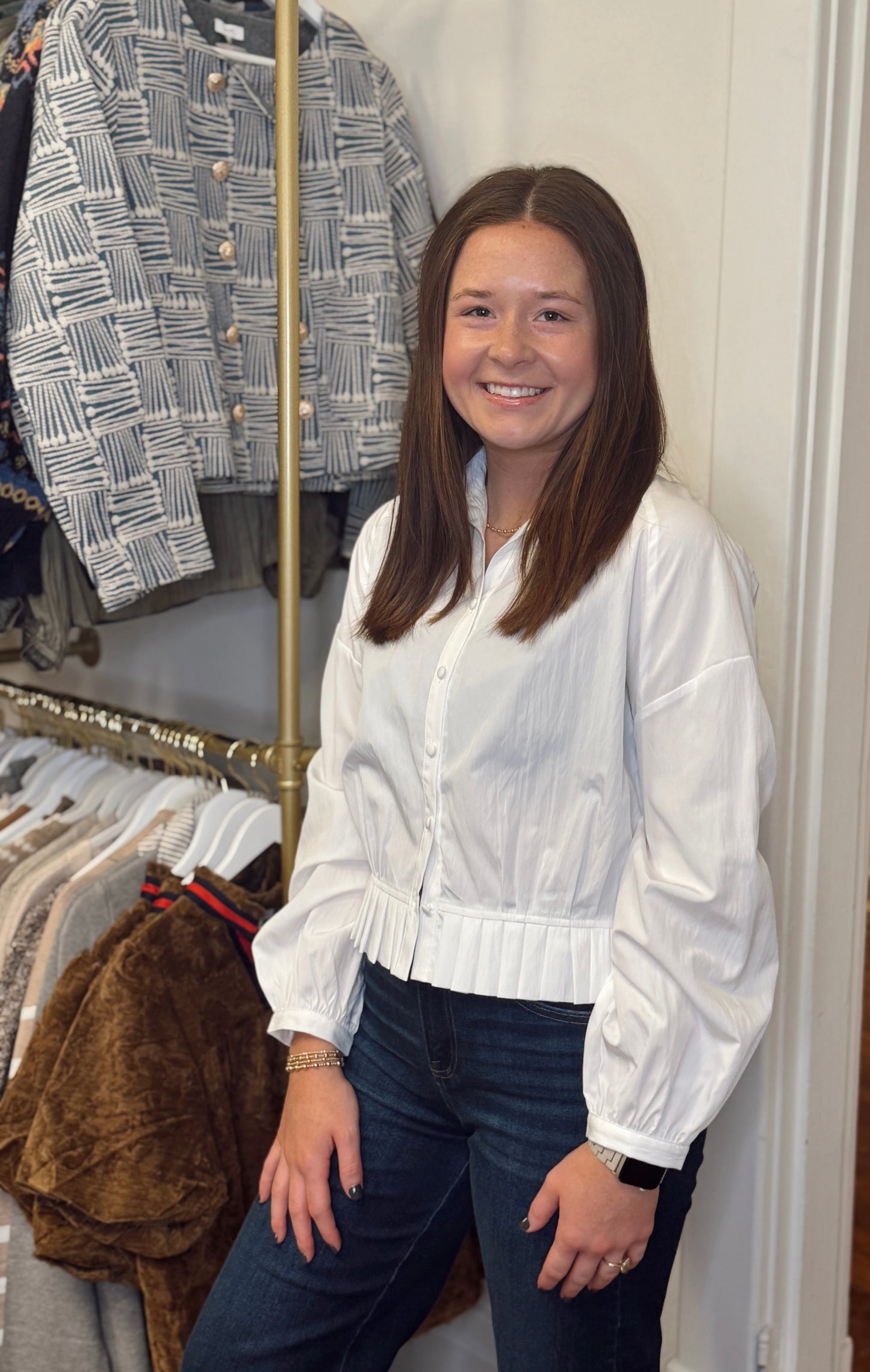 Coco Pleated Hem White Top