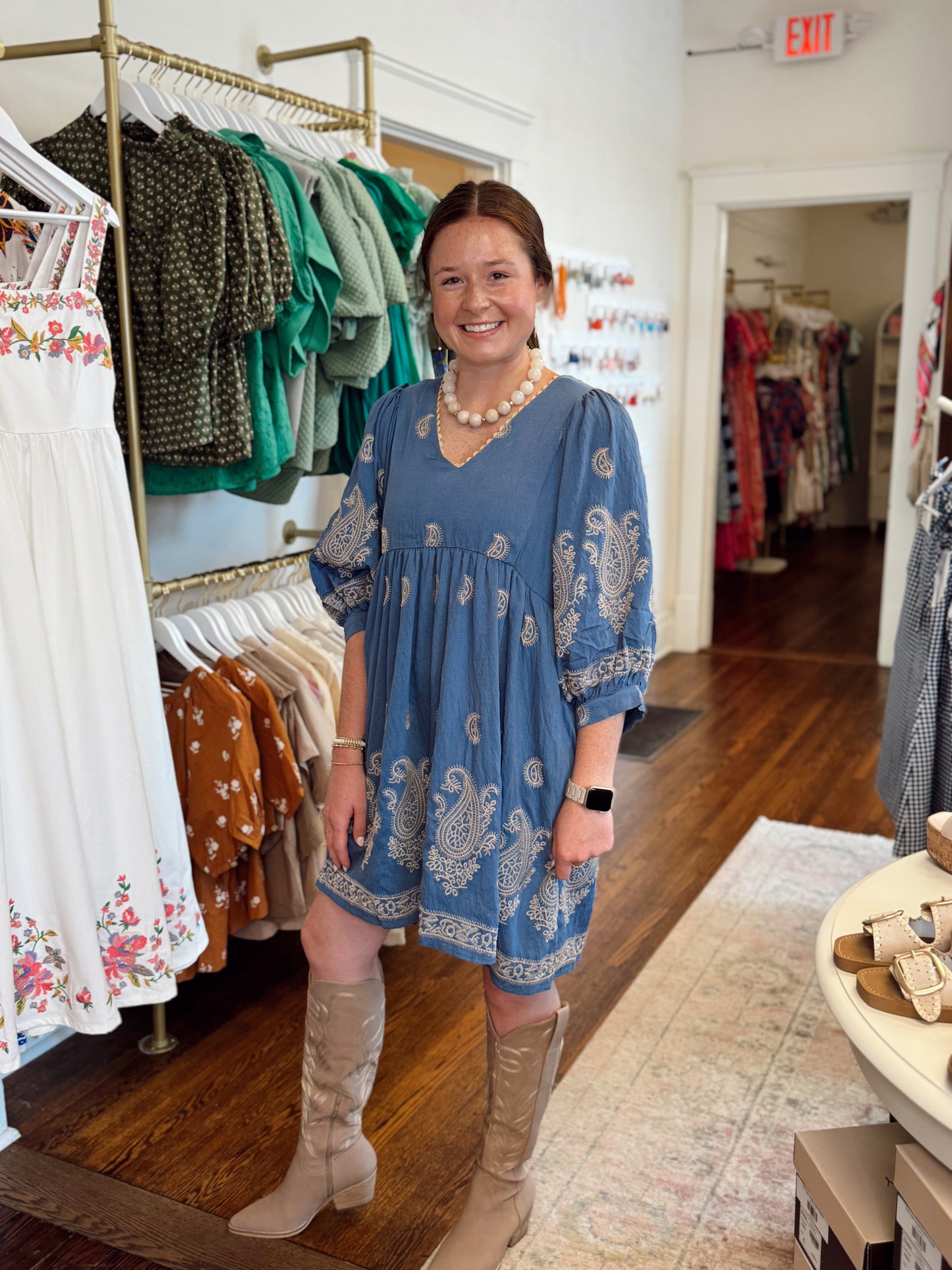 Steel Blue Paisley Dress