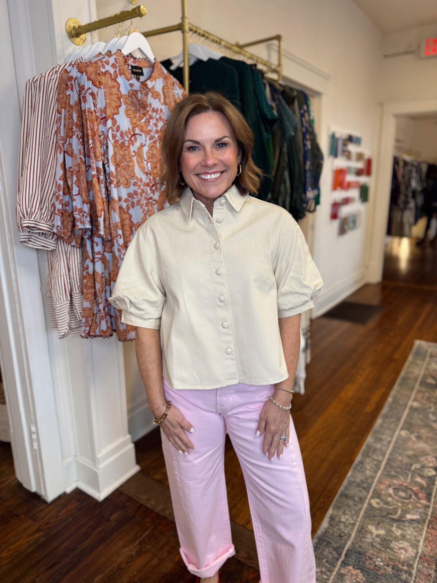 Kaia Natural Puff Sleeve Top