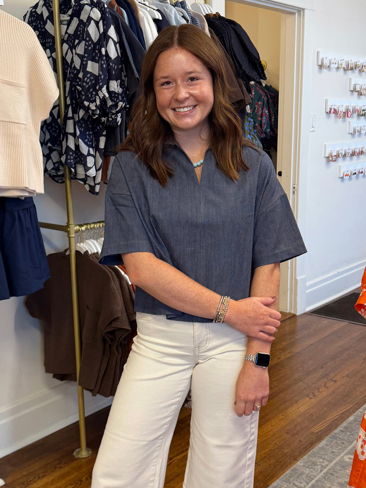 Modern Collar Top - Indigo