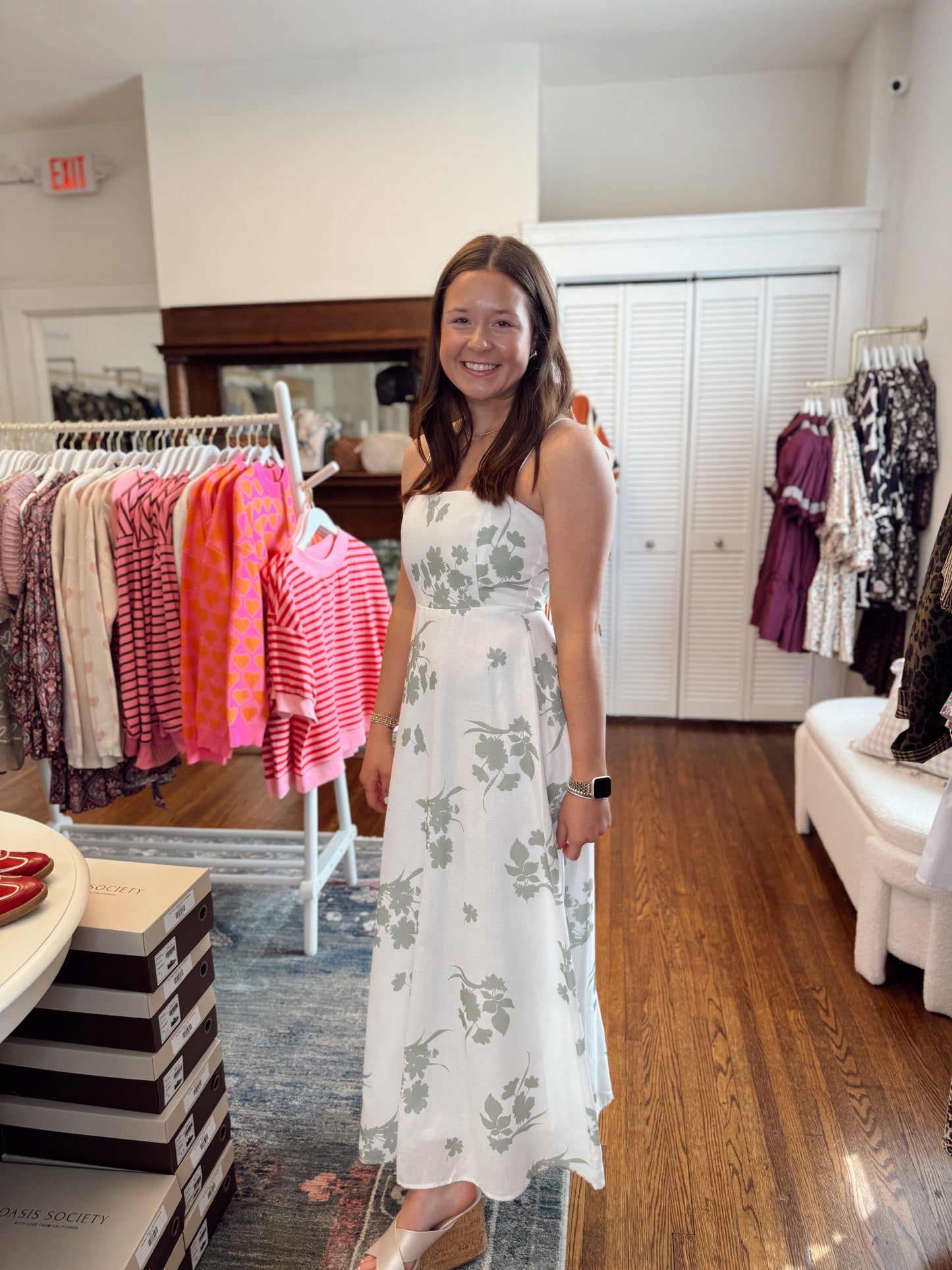 Elisa Sage Floral Dress