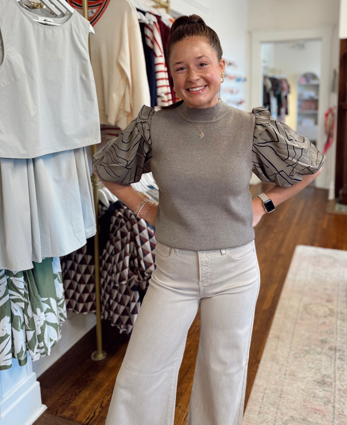 Gorgeous Gray Mixed Media Top