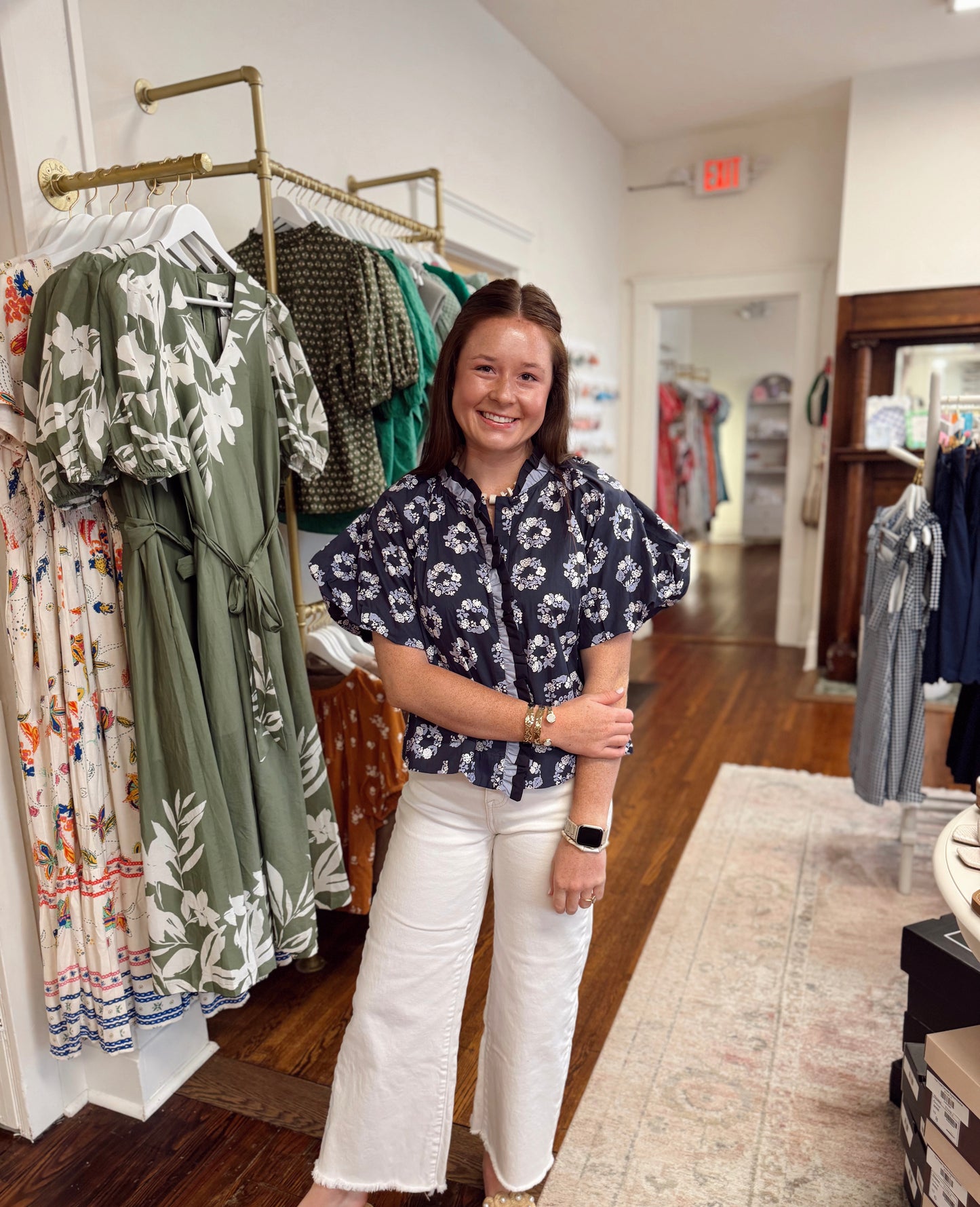 Cady Navy Floral Top