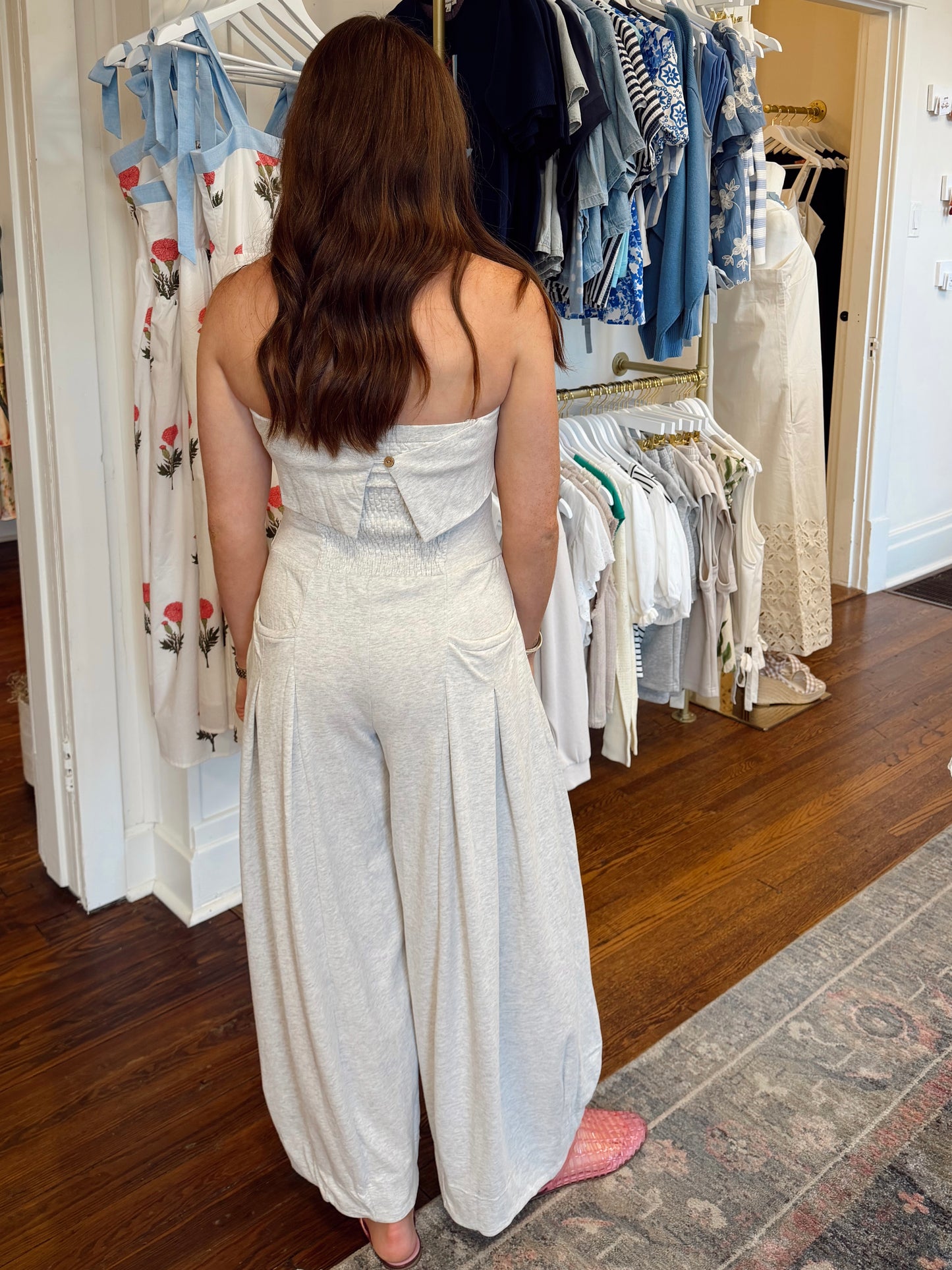 Heather Gray Barrel Jumpsuit