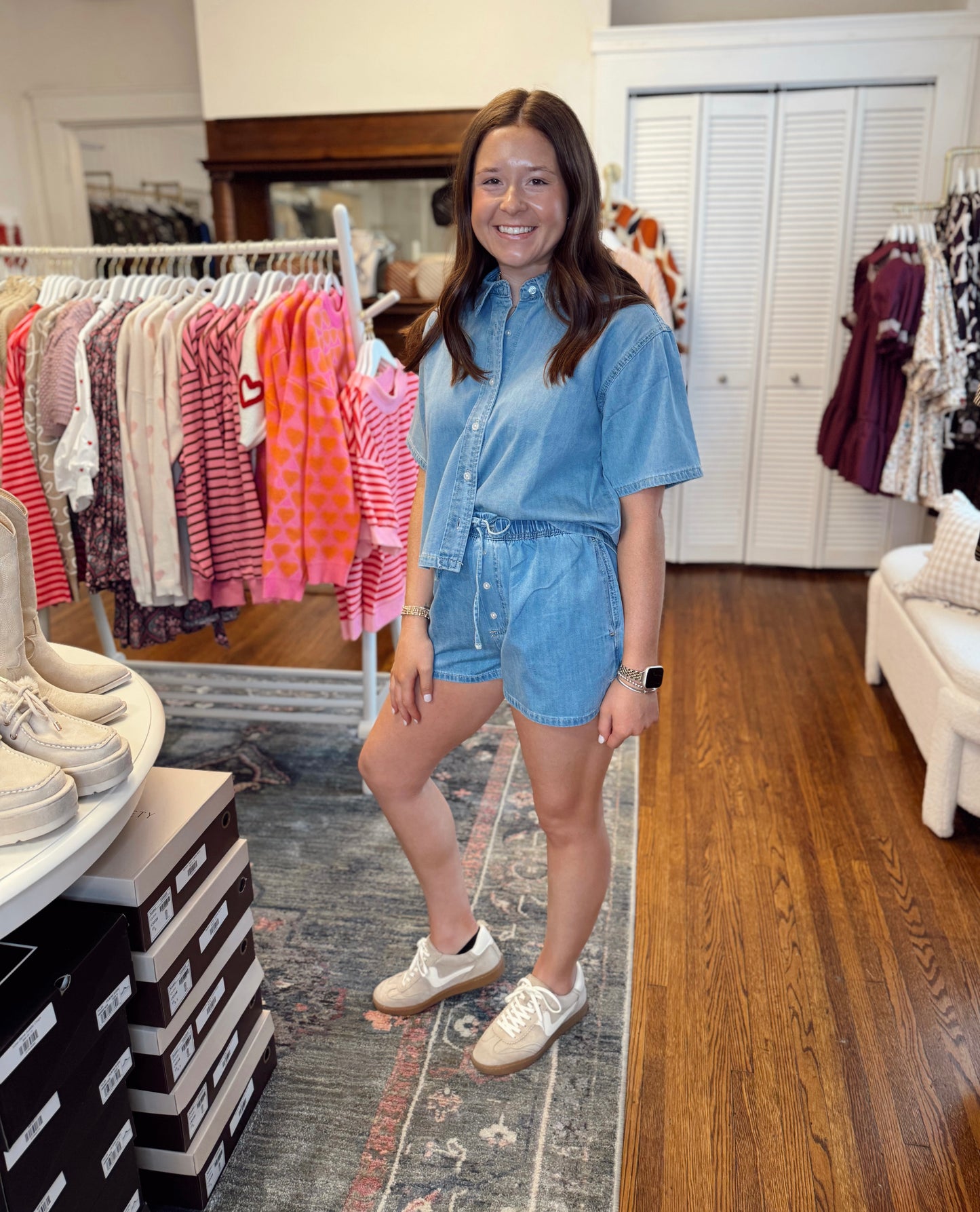 Drawstring Denim Shorts