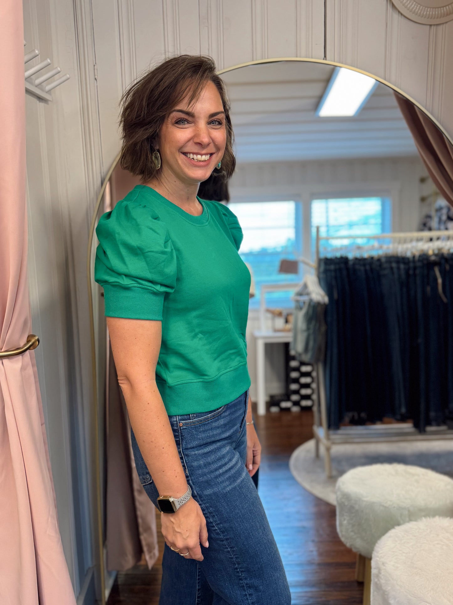 Nola Puff Sleeve Top - Green