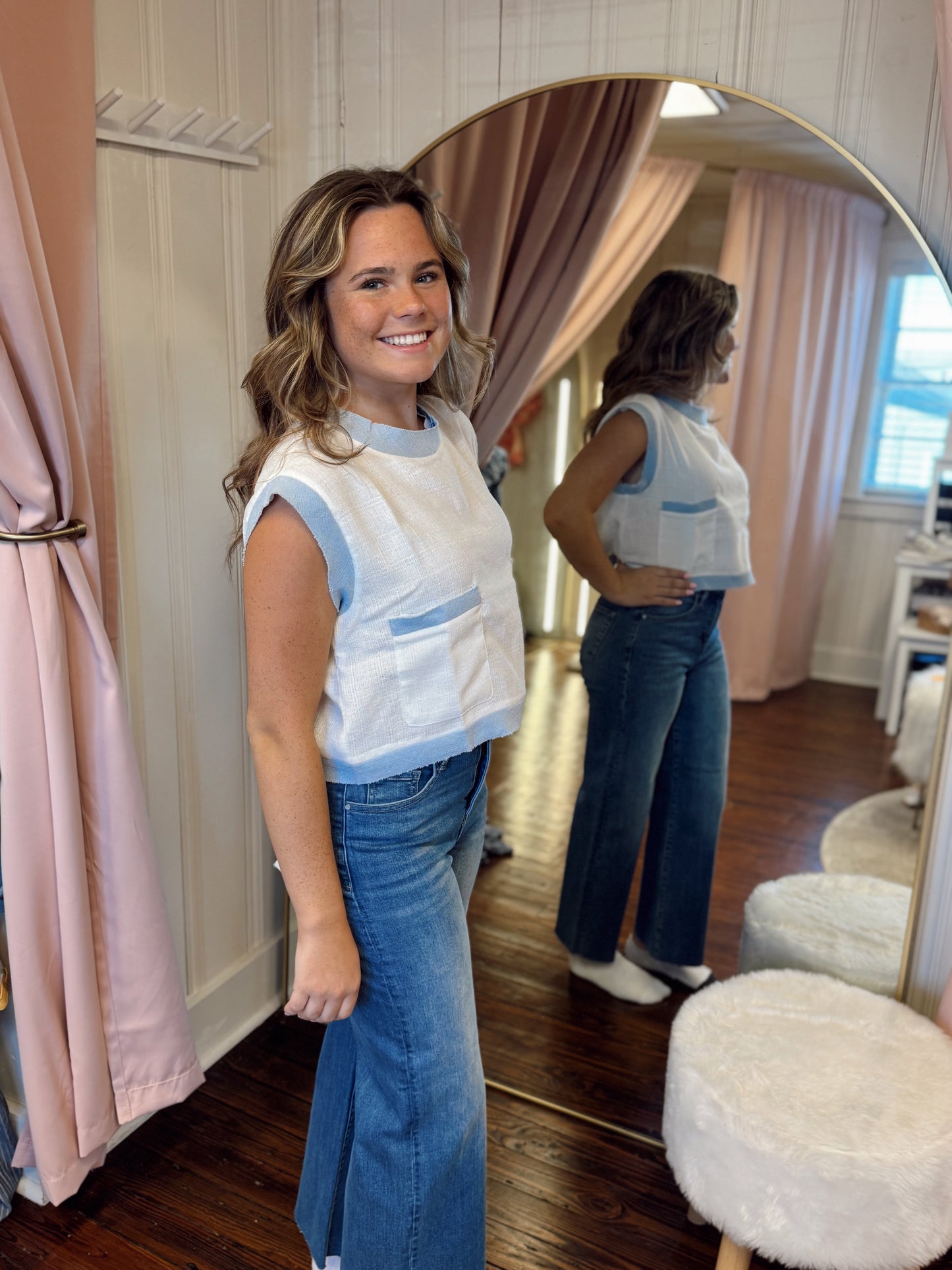 Sky Blue Pocket Top