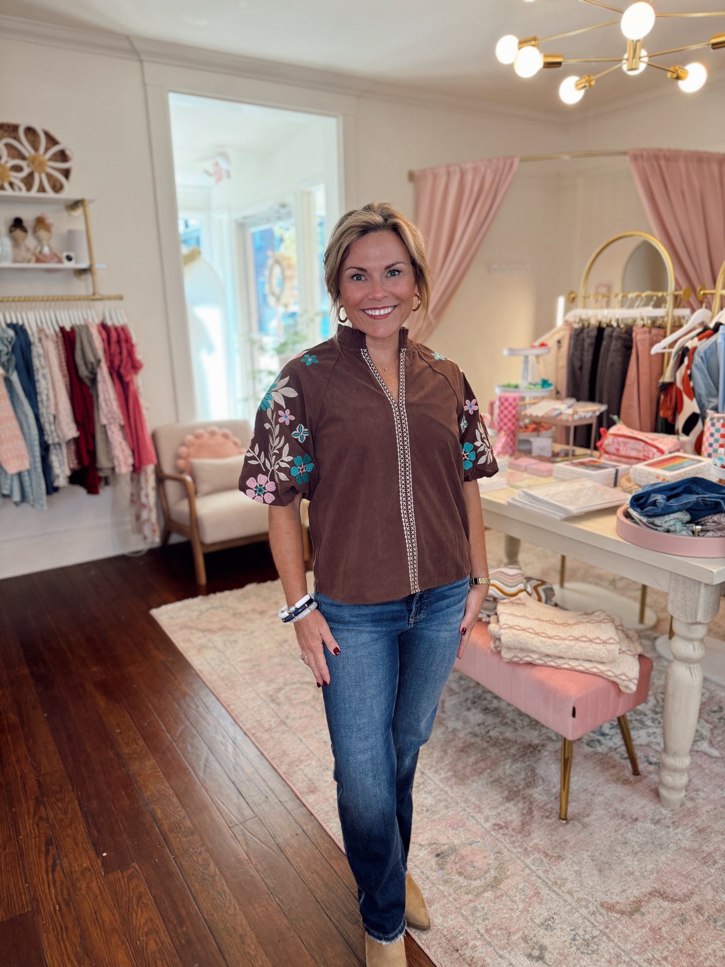 Carter Embroidered Corduroy Top