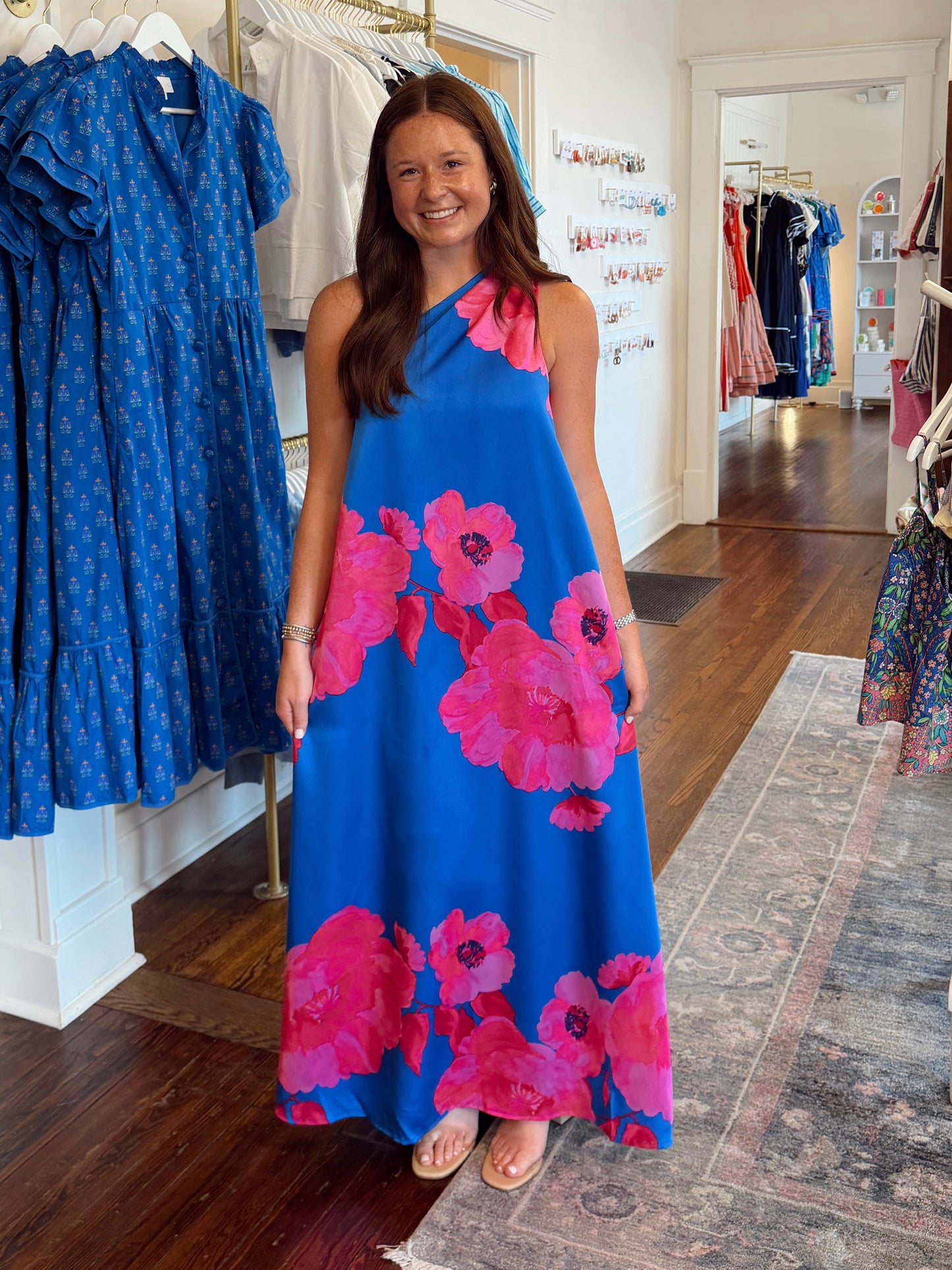 Glena Blue Floral Maxi Dress