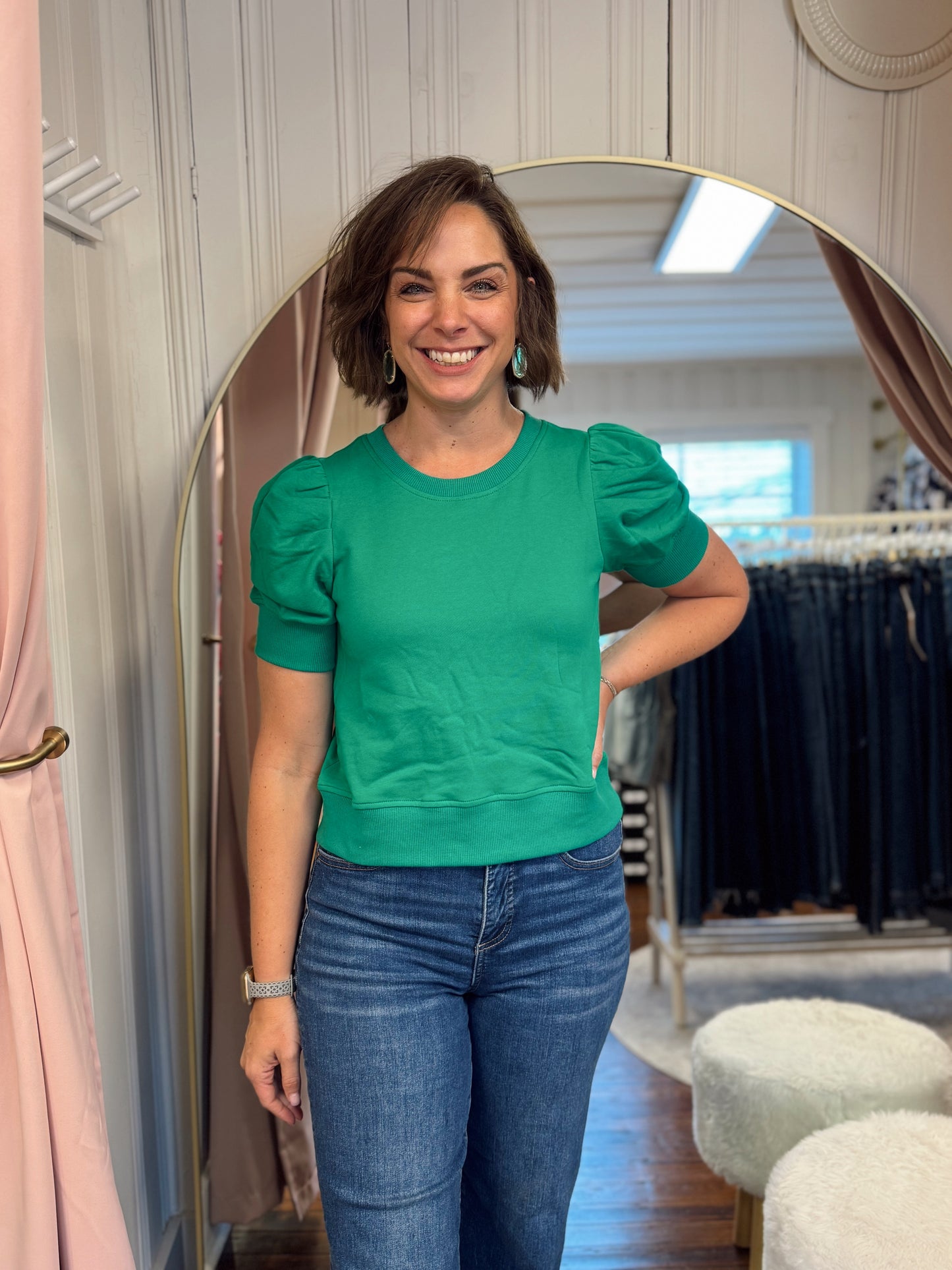 Nola Puff Sleeve Top - Green