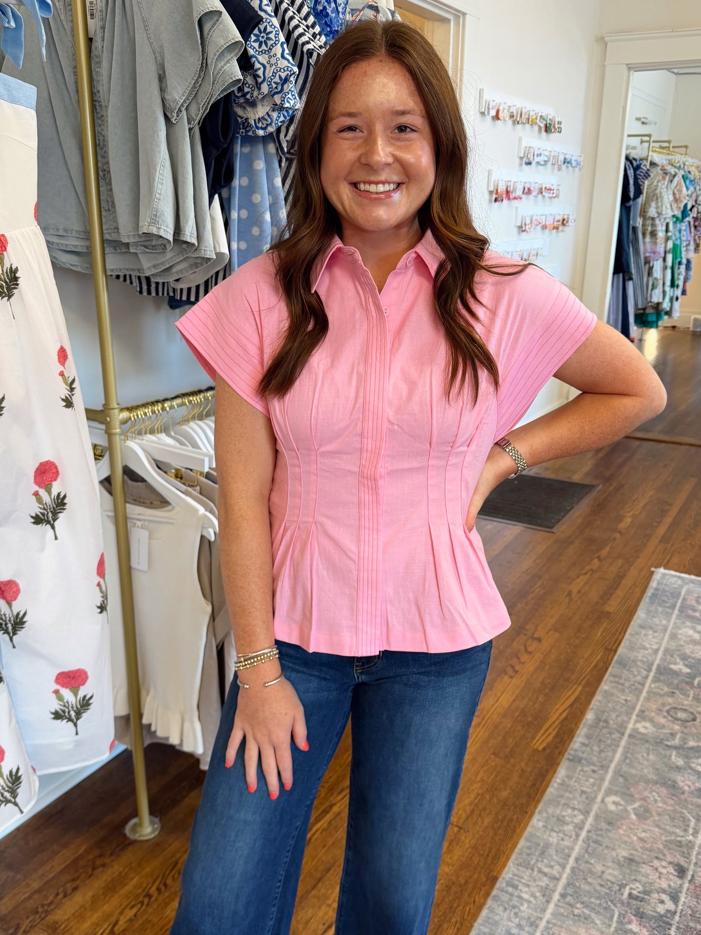 The Pink Pleated Top