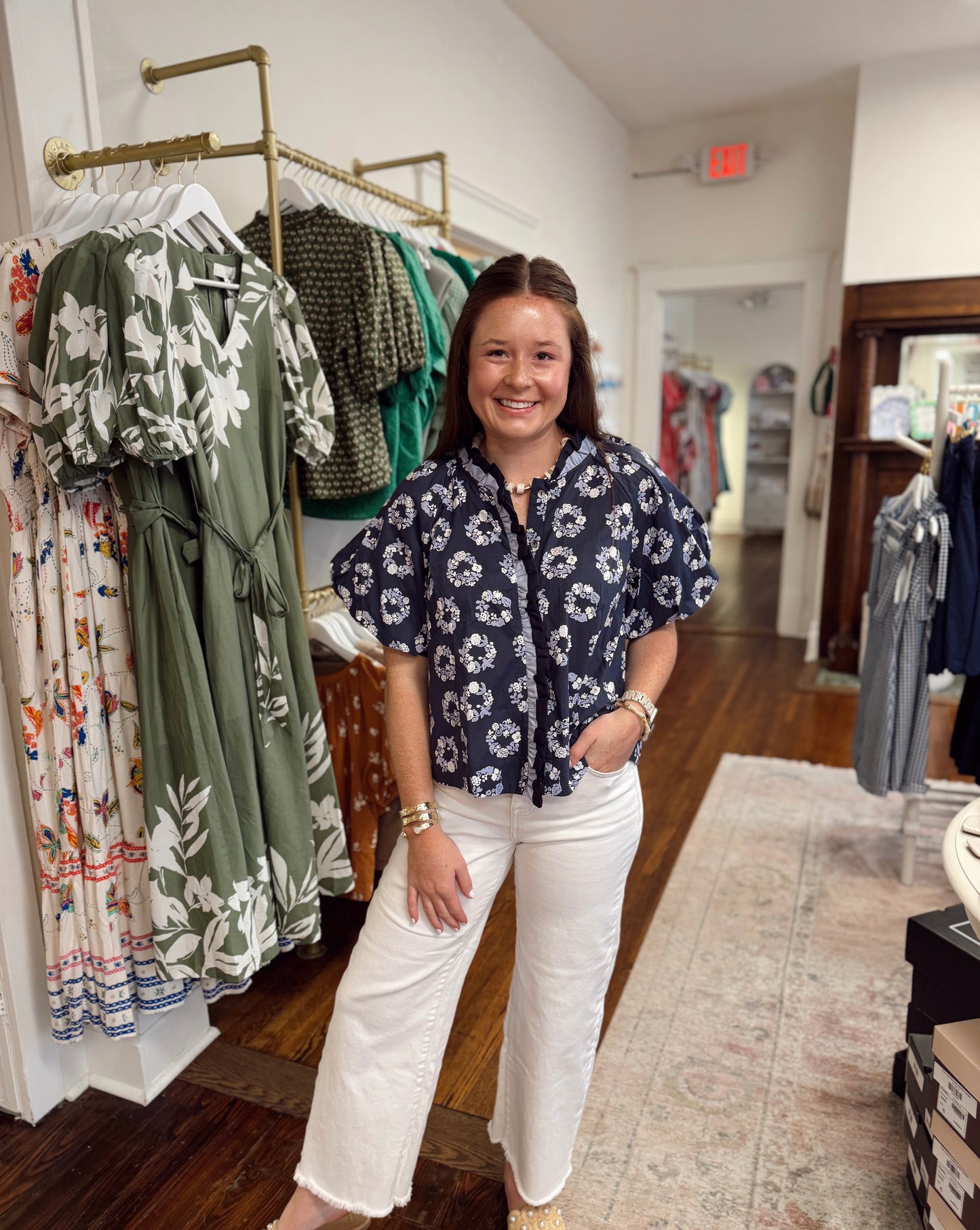 Cady Navy Floral Top
