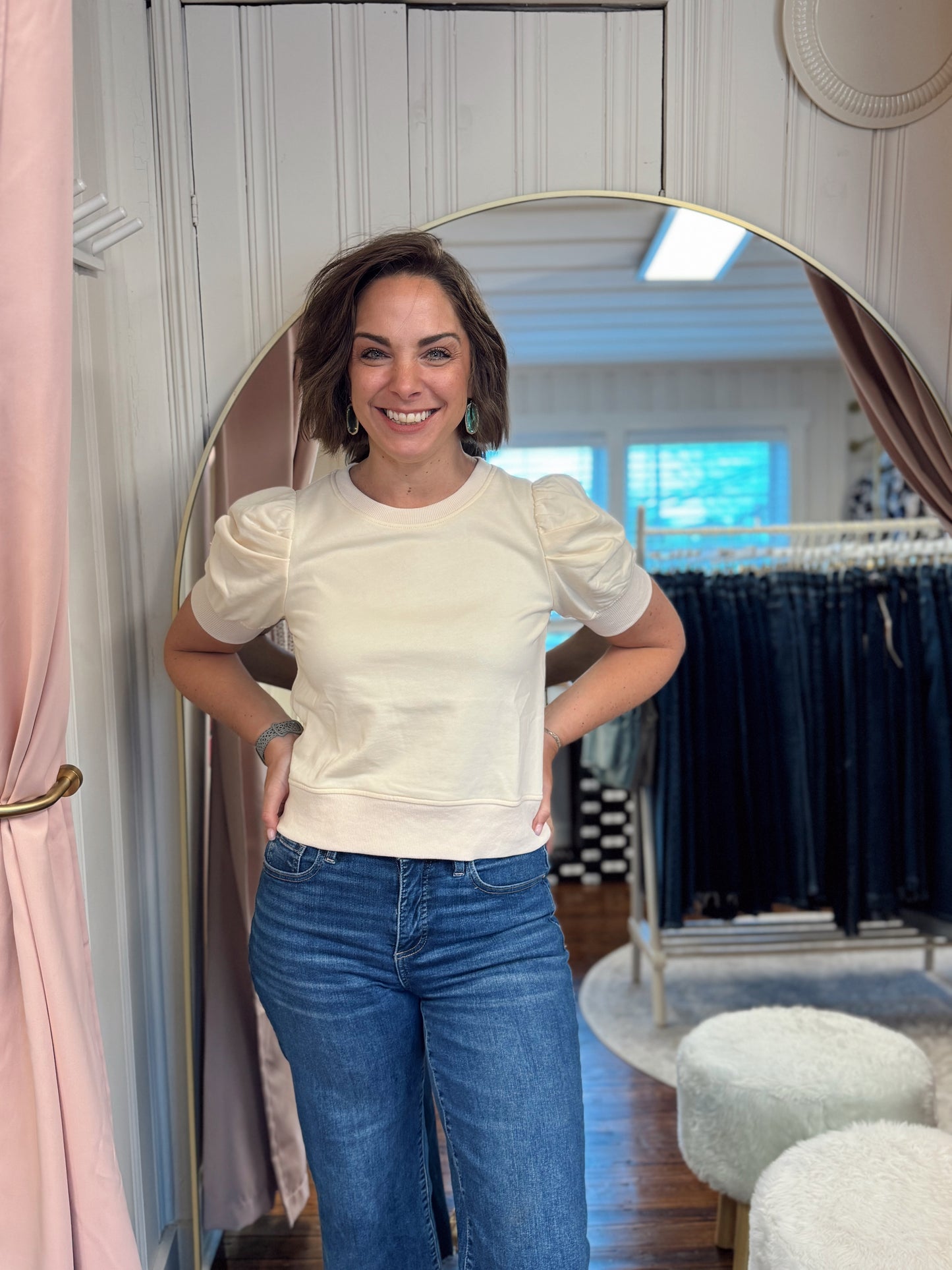 Nola Puff Sleeve Top - Cream