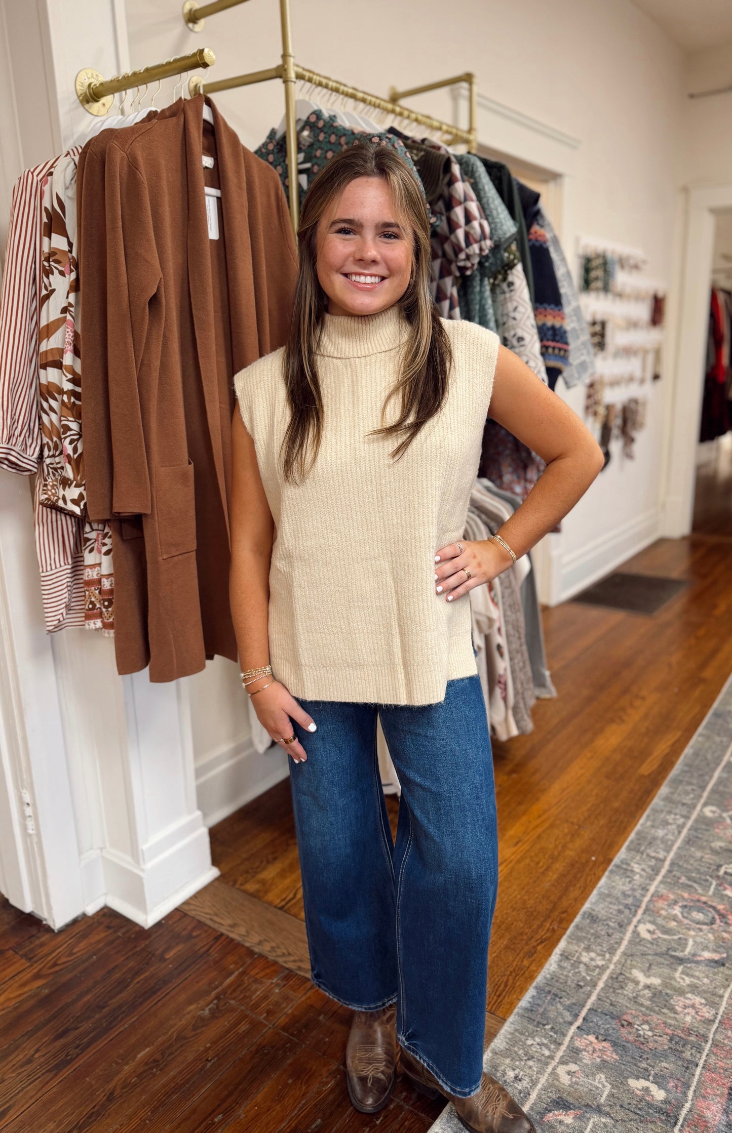 Brushed Ecru Sweater Vest